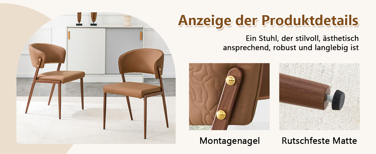 Chaise de salle à manger moderne en simili cuir av - image 10