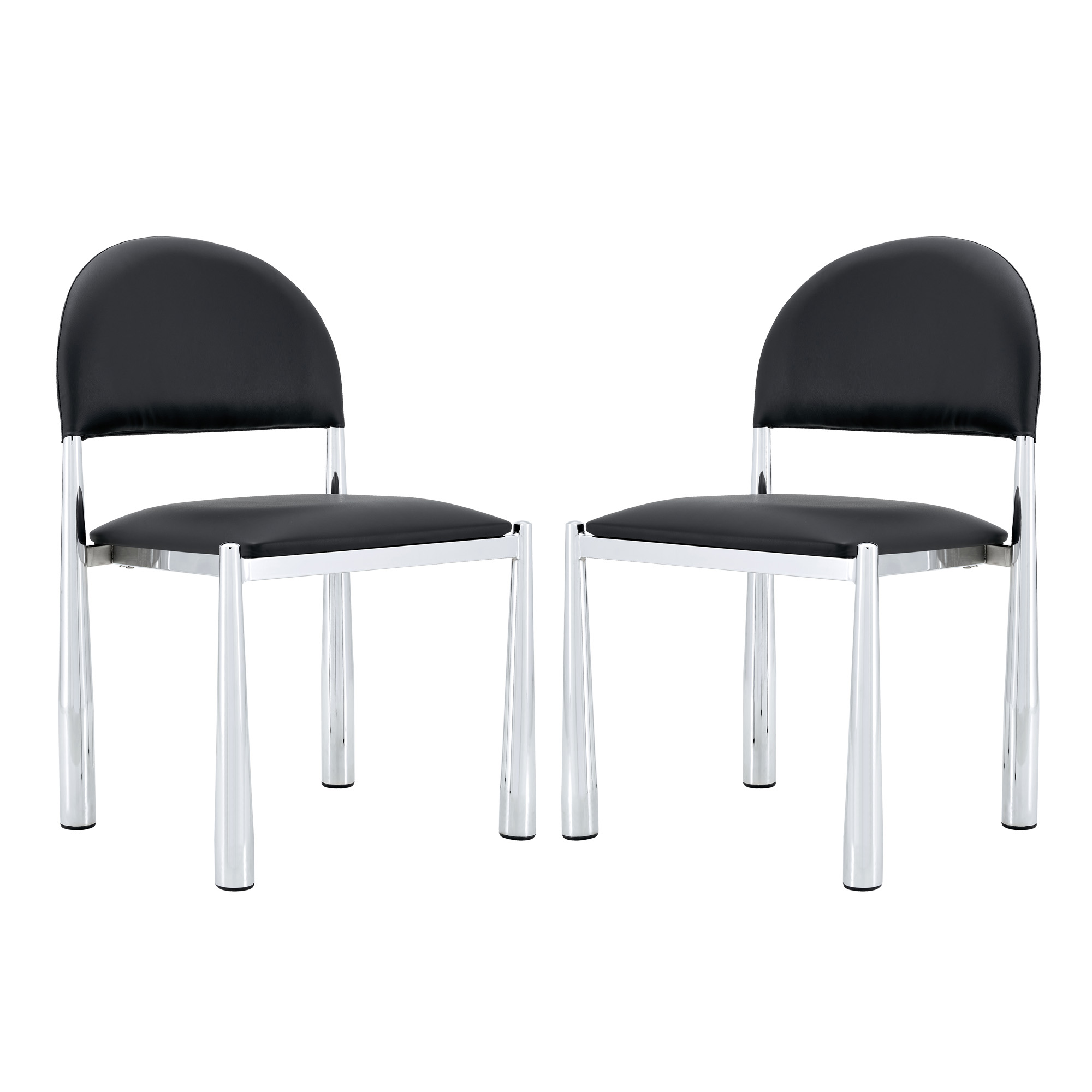 Lot de 2 chaises de salle à manger avec dossier incurvé, 45 x 48 x 80 cm, Noir - détails