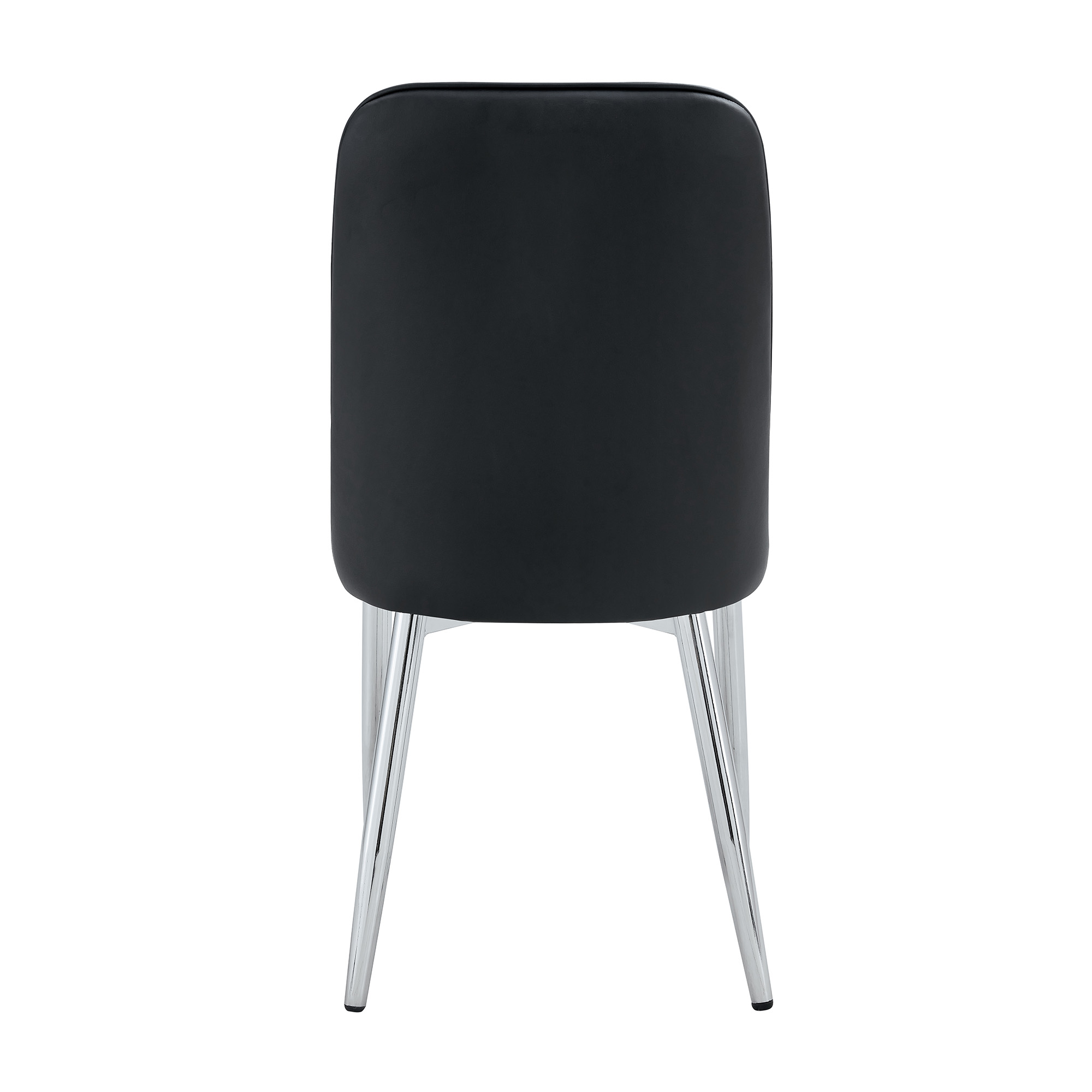 Chaise de salle à manger noire en PU cuir, pieds métal argent, dossier ergonomique, pour salle à manger et salon, design moderne industriel, soutien lombaire, haute capacité, style élégant minimaliste - image 19