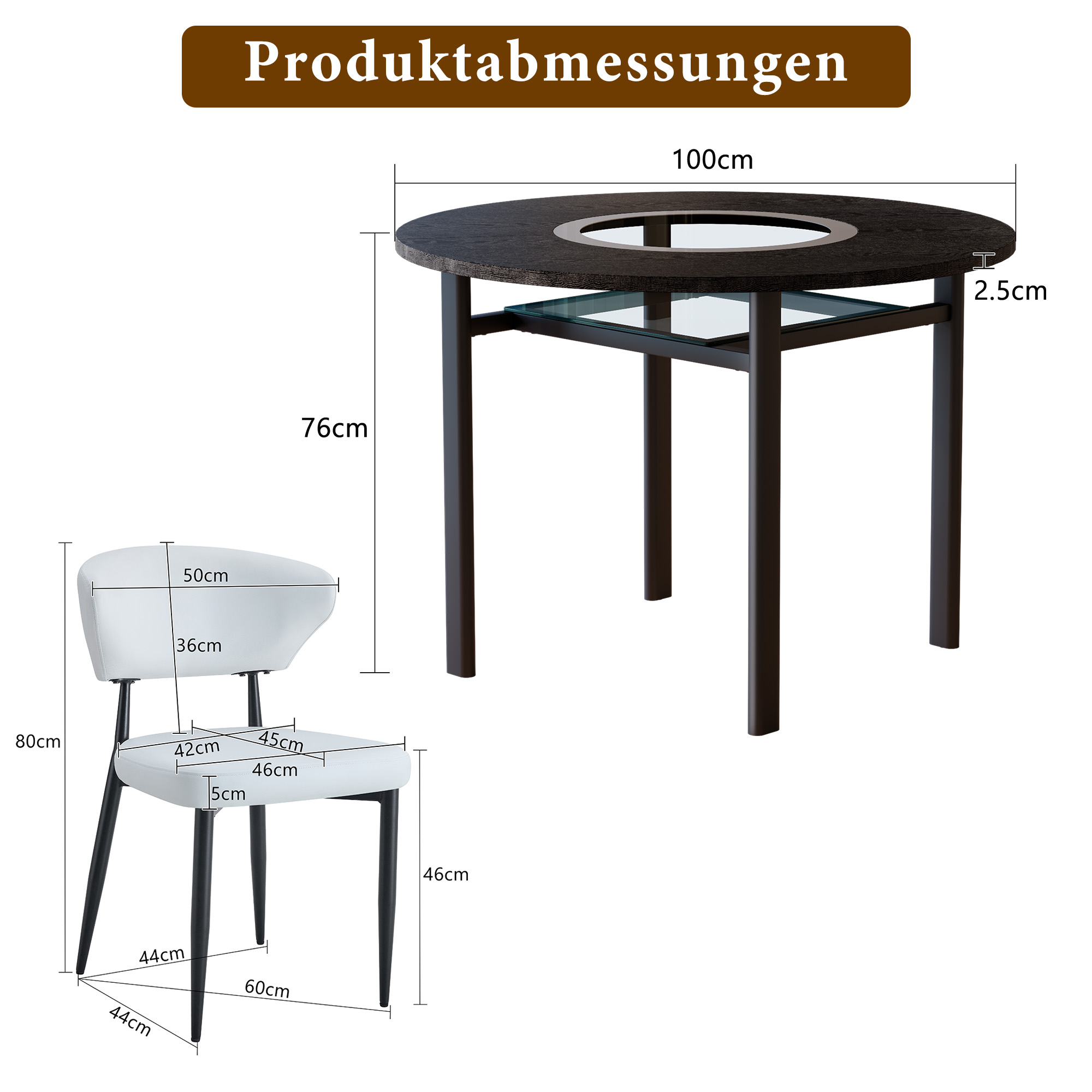 Dimensions du ensemble table et chaises