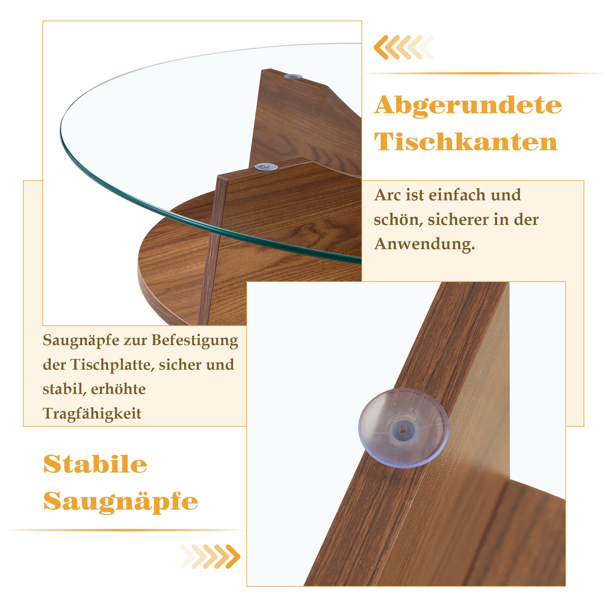 Table basse ronde 80 cm en verre de sécurité avec - image 1