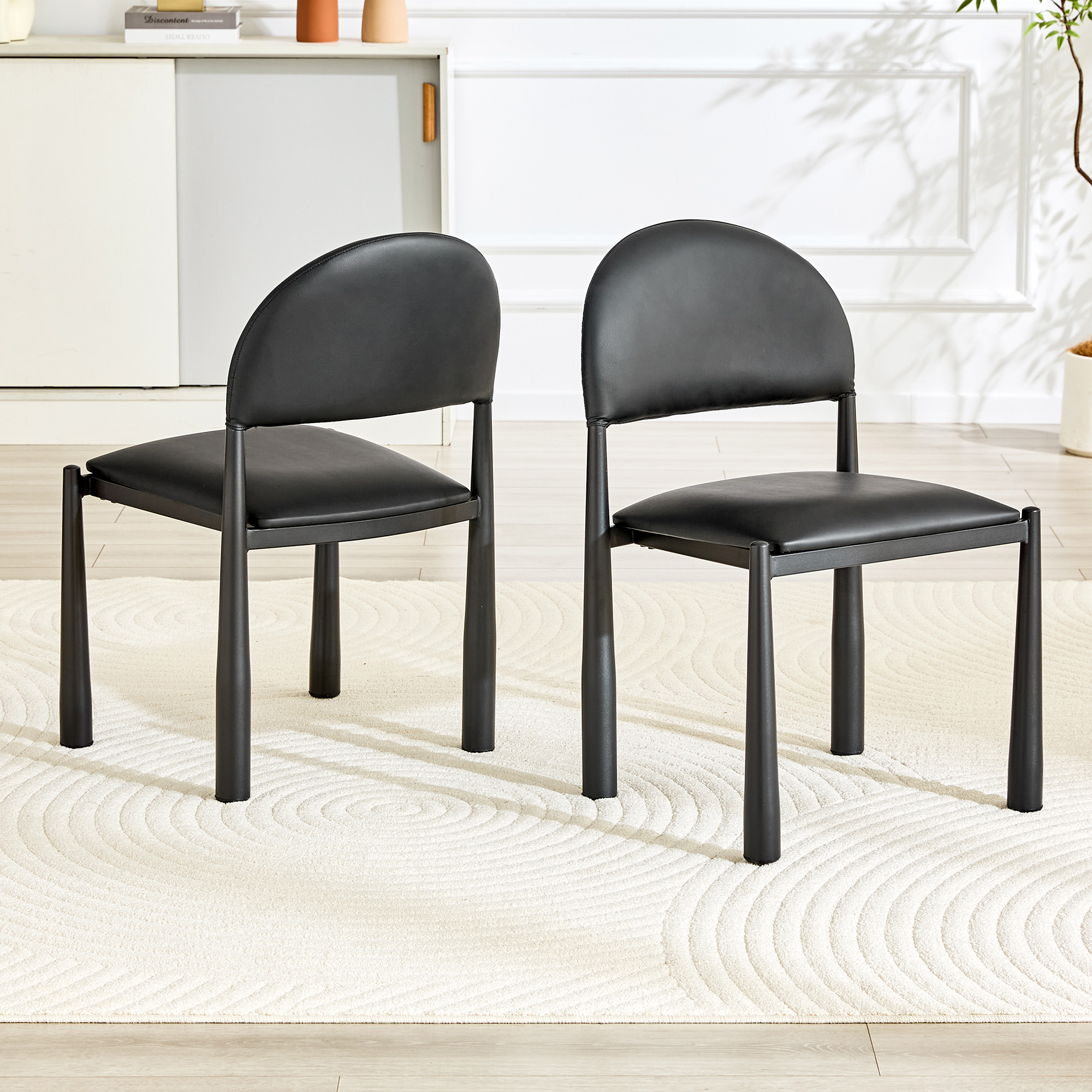 Lot de 2 chaises de salle à manger avec dossier incurvé, 45 x 48 x 80 cm, Noir - vue principale