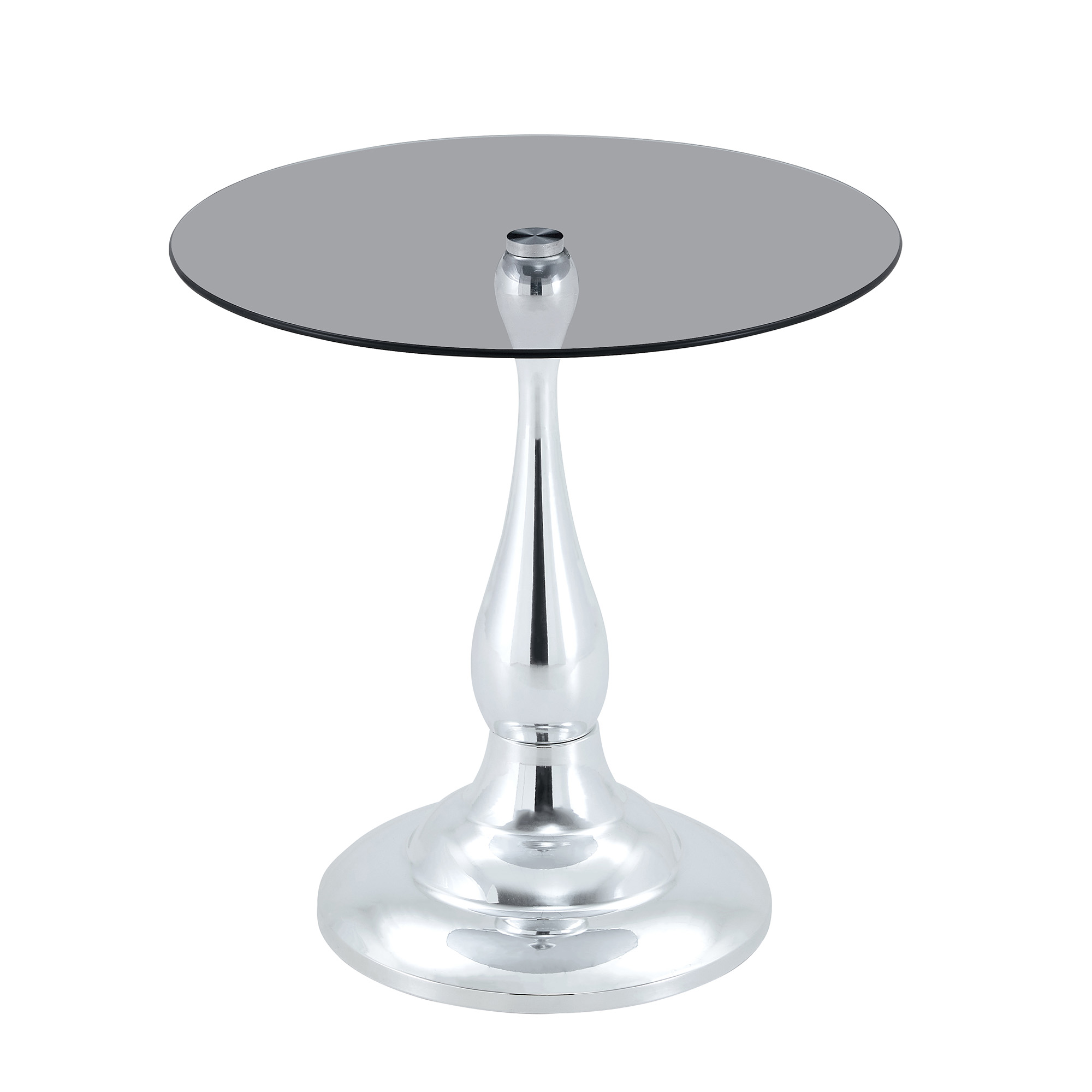 Table d’appoint ronde, table basse Ø 50 cm, verre trempé et métal, Silver