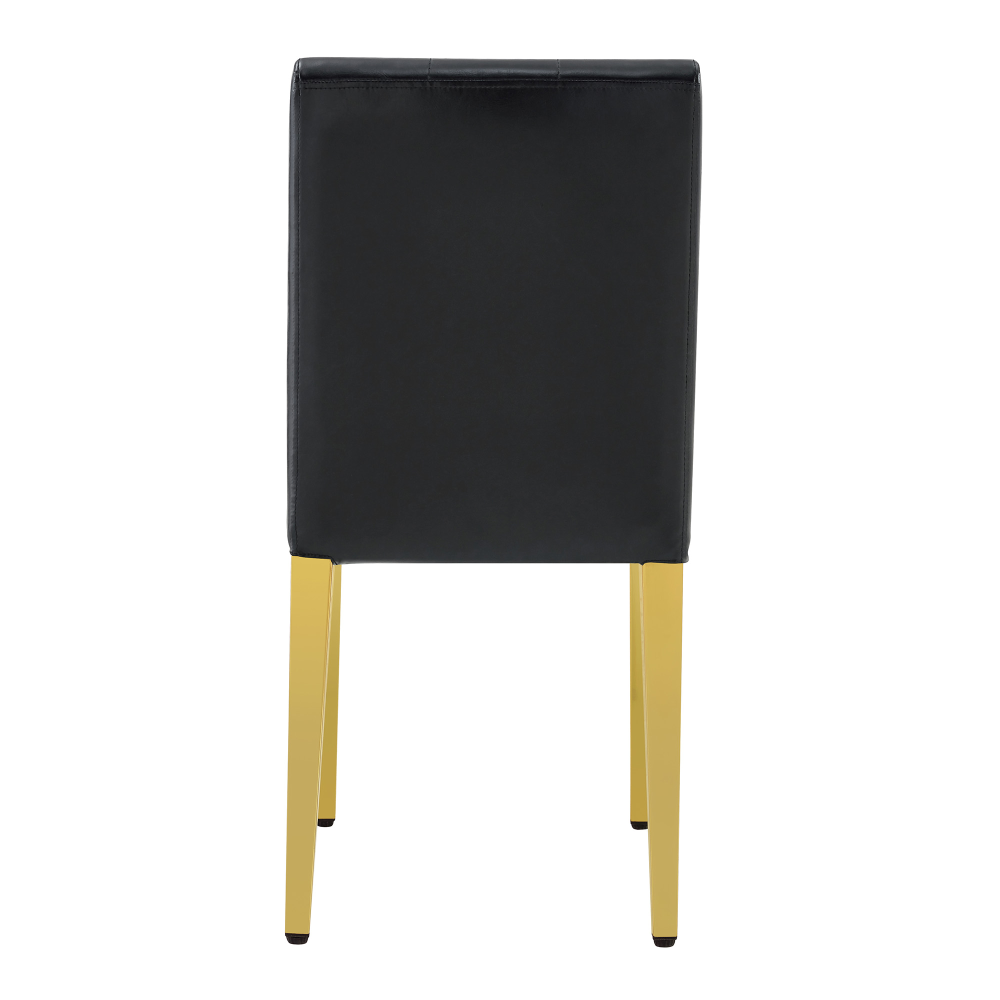 Chaise de salle à manger PU noir avec dossier losange capitonné, mousse 5 cm, assise 42×43 cm, pieds métal doré brillant, pour salle à manger, design européen classique, confort durable, style luxueux, stabilité - image 17