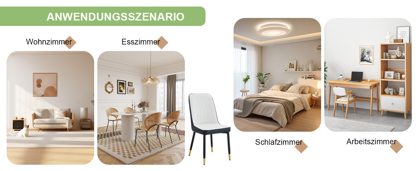 Chaise de salle à manger PU noir et blanc, mousse haute densité, dossier incliné, pieds métal, pour salle à manger et bureau, design contrasté classique, soutien lombaire, confort durable, style moderne - image 9