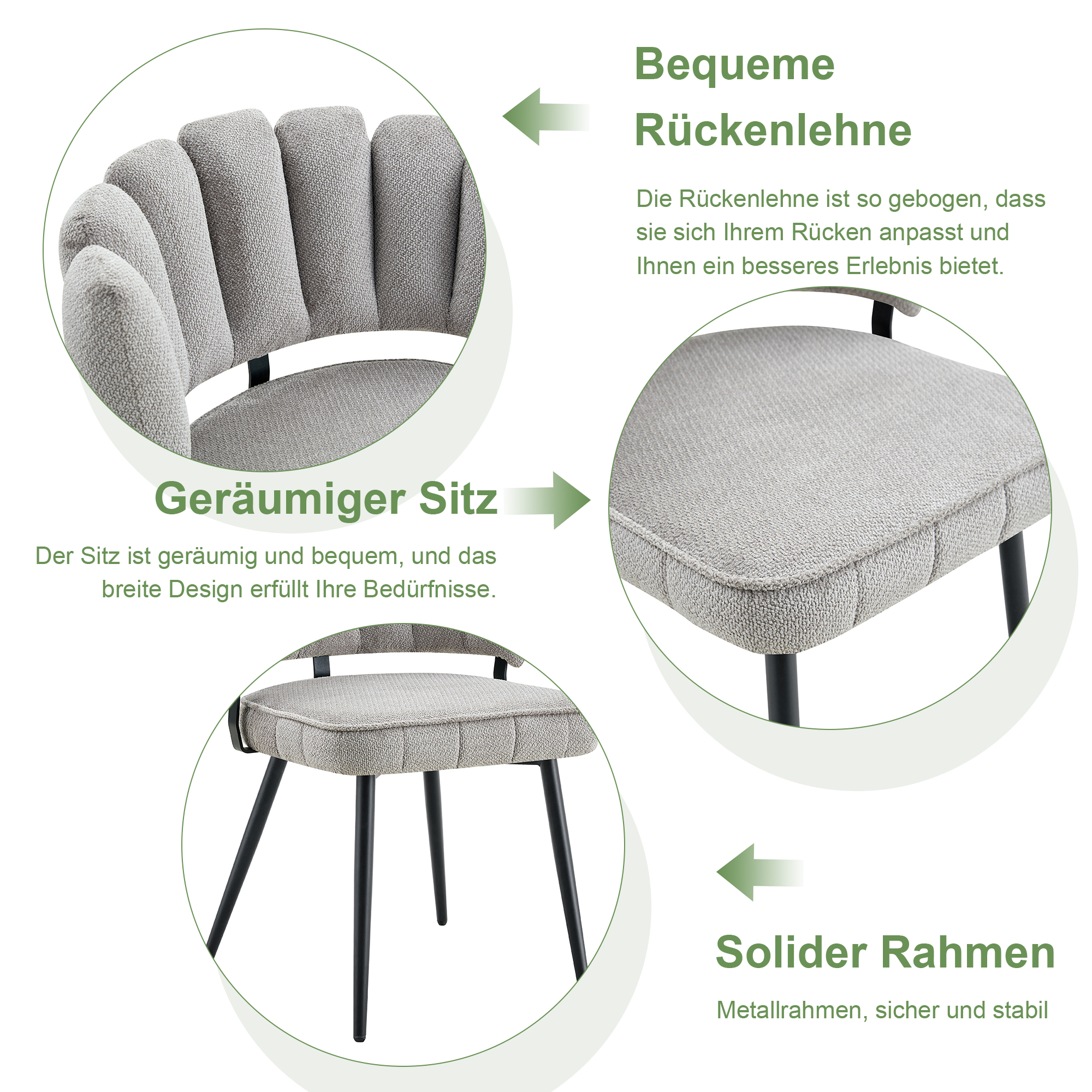Ensemble table et chaises, 3 pièces, 1 table + 2 chaises, rangement intégré, tissu et métal, noyer - vue 4