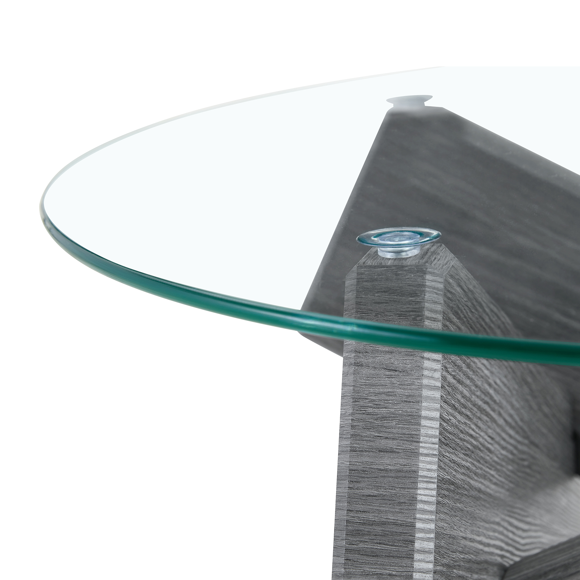 Table basse avec plateau verre 0.8 cm, pieds MDF gris texturé, support croix créatif, pour salon, design transparent artistique, stabilité, style moderne, décoration, facile entretien, élégance - image 16