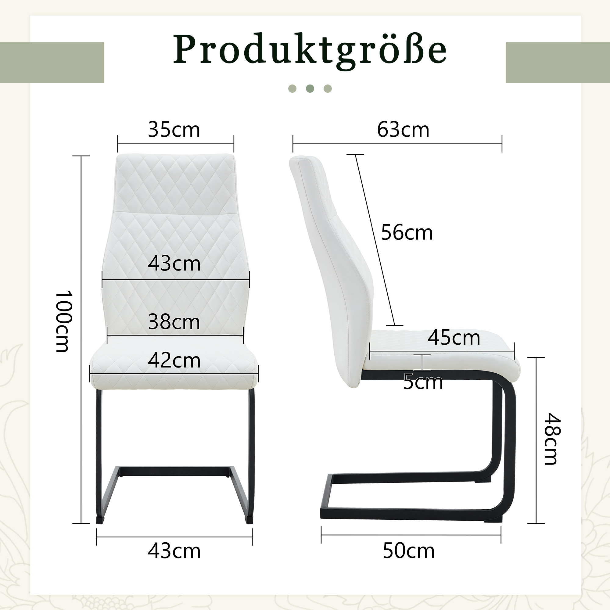Dimensions du chaise de salle à manger