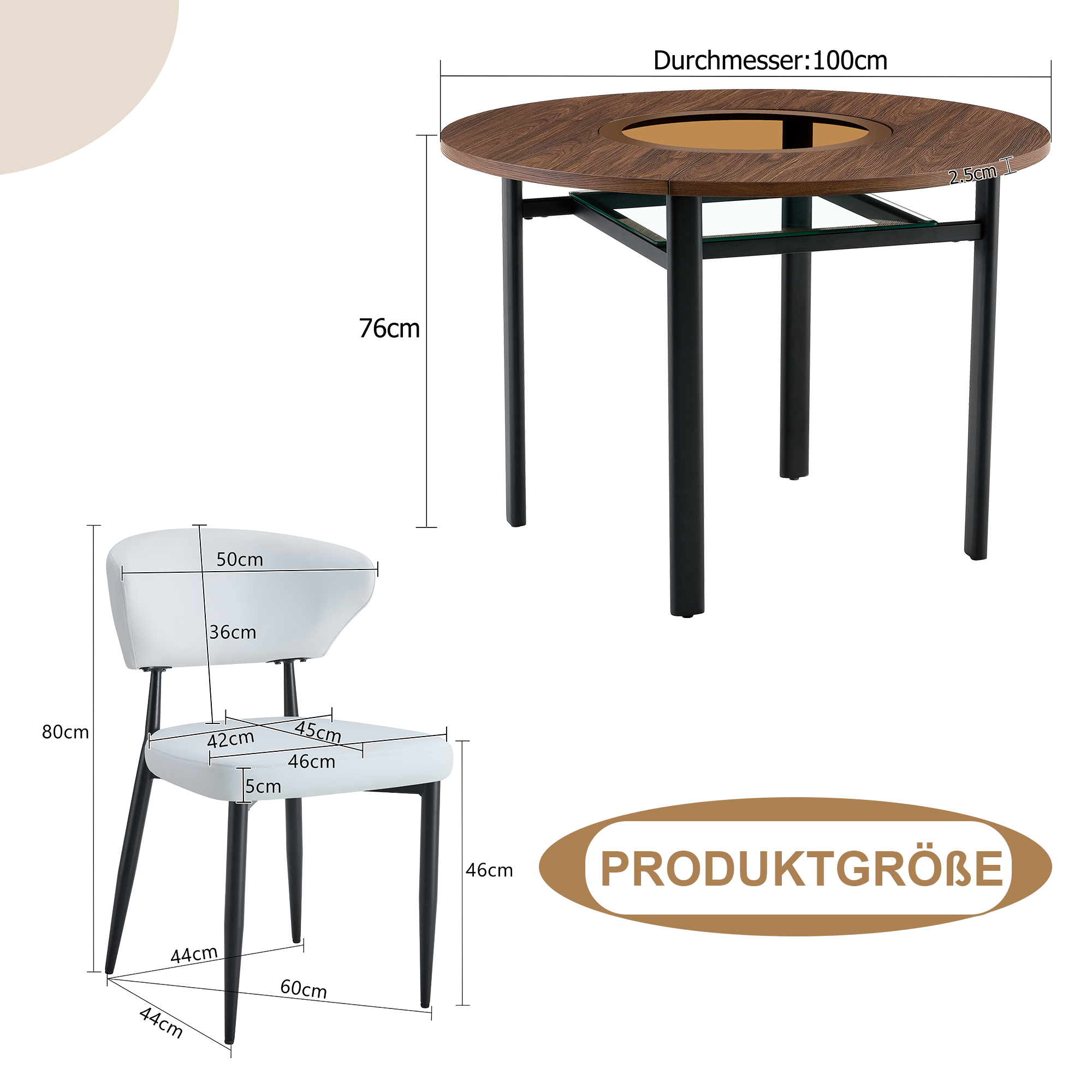 Dimensions du ensemble table et chaises