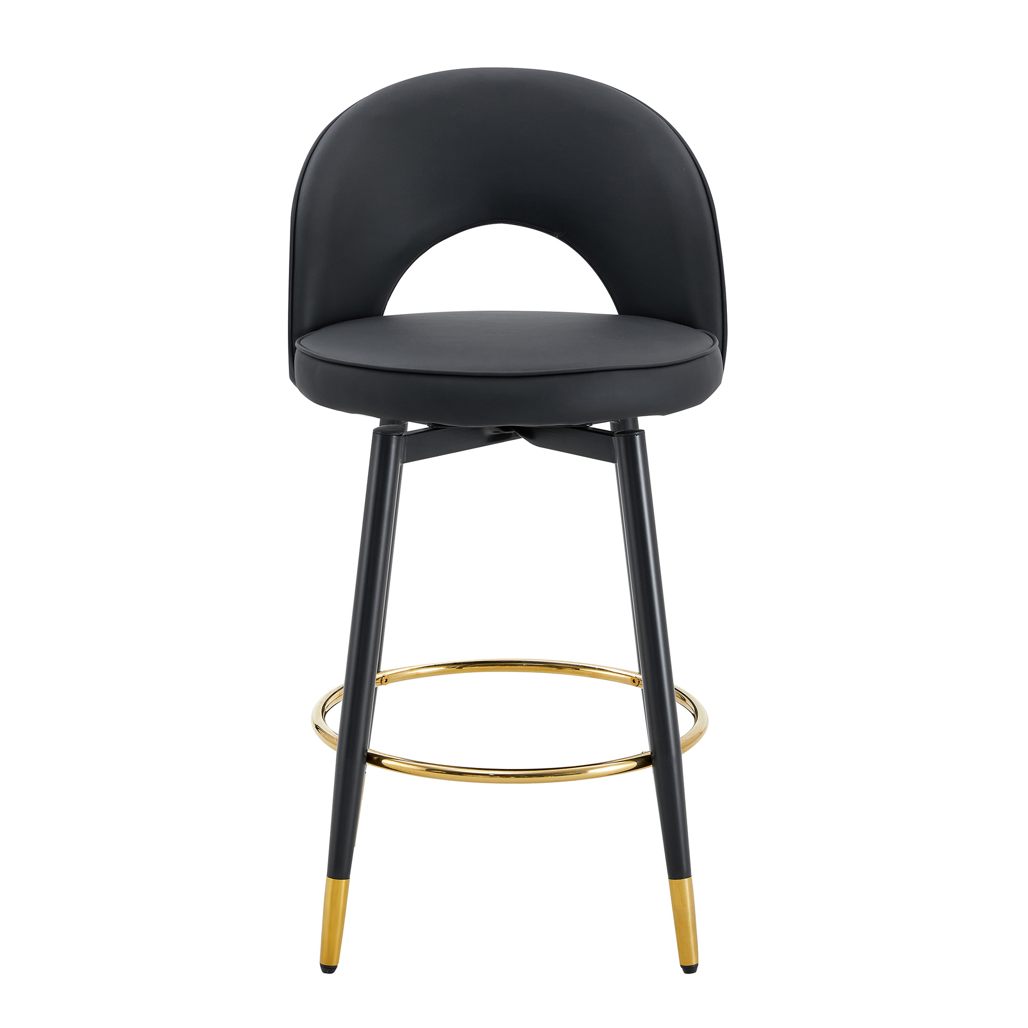 Tabouret de bar avec dossier ajouré unique, pieds métal avec accents dorés, design noir minimaliste, pour bar et cuisine, style contemporain, attire tous les regards, polyvalent, stabilité et élégance - image 20