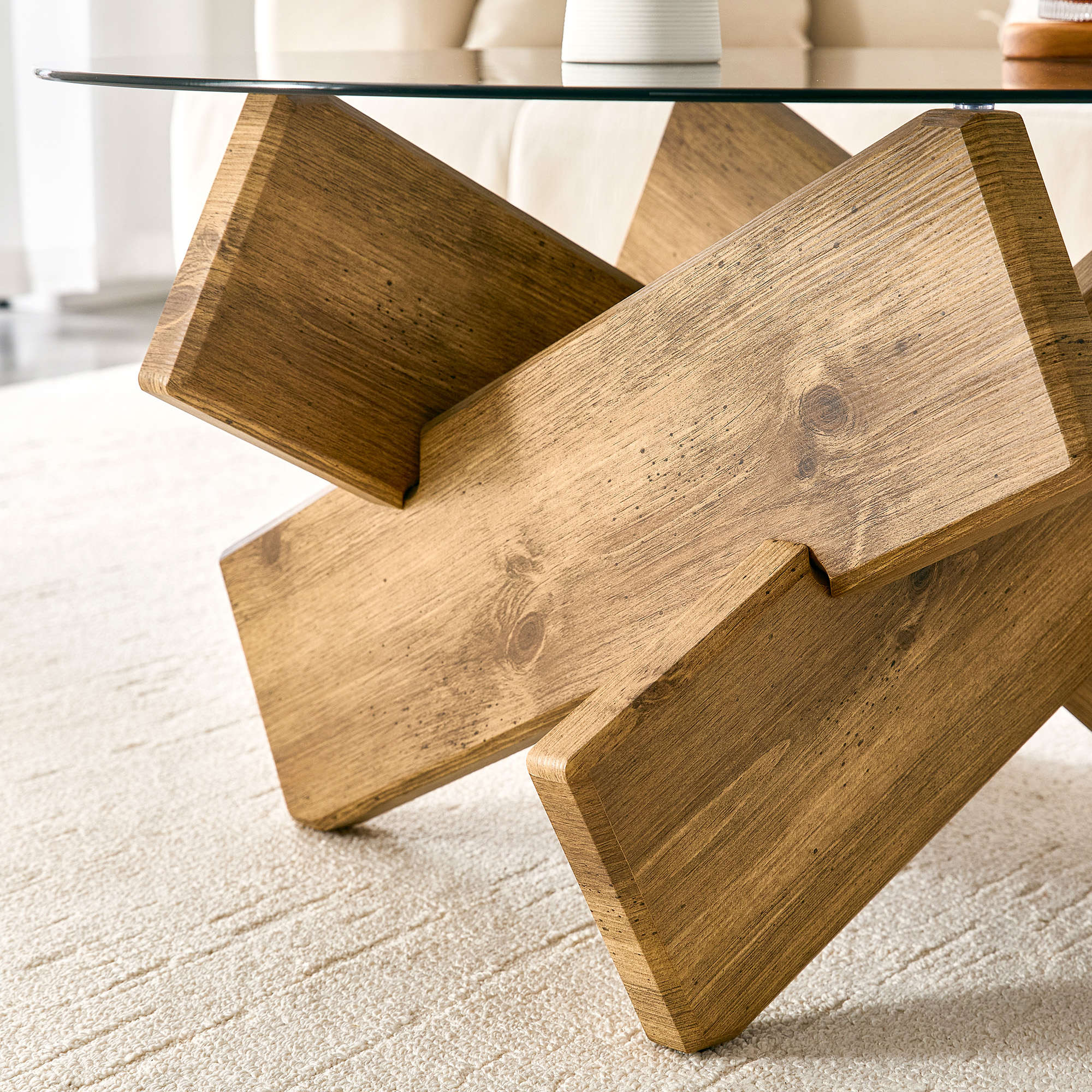 Table basse ronde moderne en verre trempé avec sou - image 10