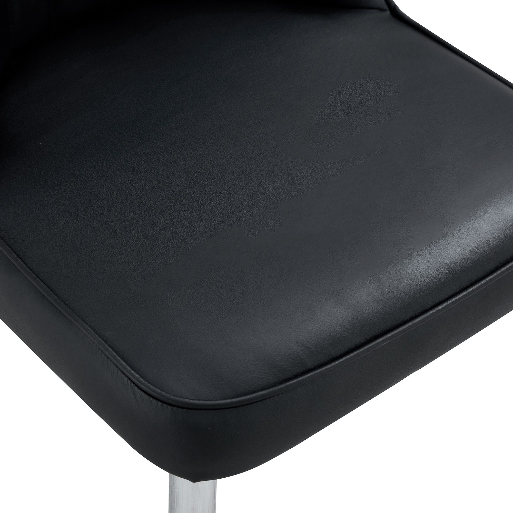 Chaise de salle à manger noire en PU cuir, pieds métal argent, dossier ergonomique, pour salle à manger et salon, design moderne industriel, soutien lombaire, haute capacité, style élégant minimaliste - image 14