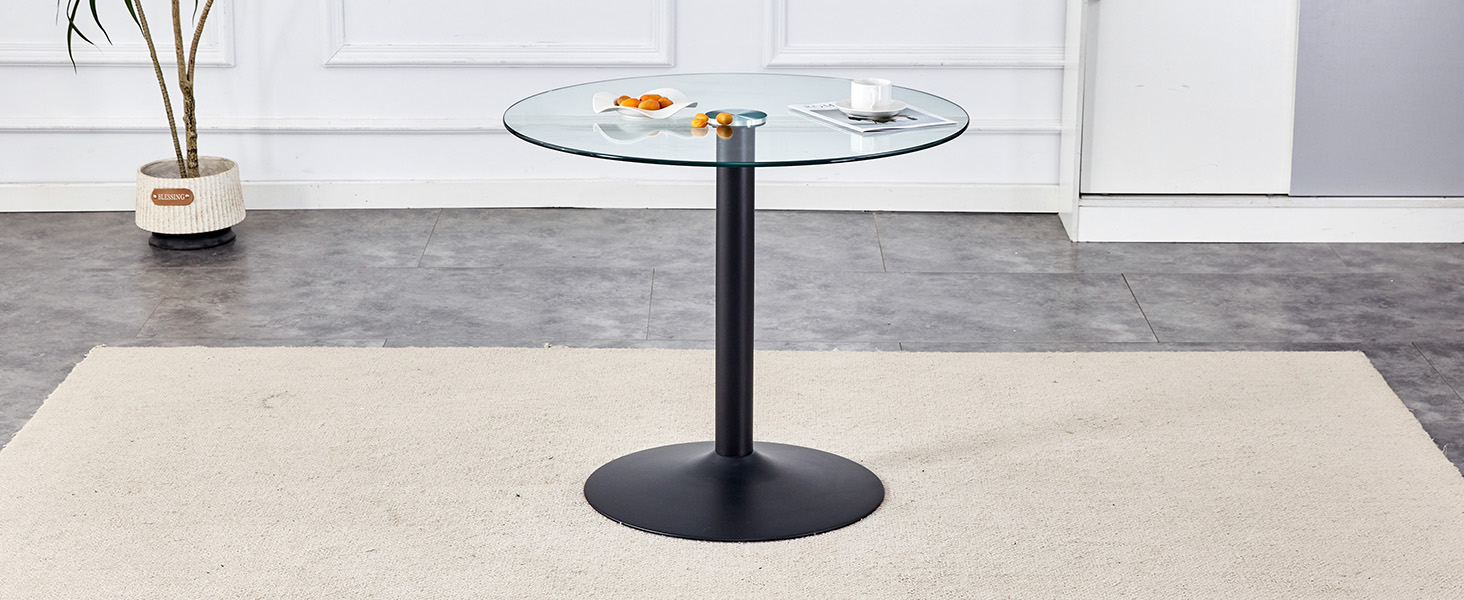 Table à manger, éléments en verre, 85 x 85 x 76 cm, métal et verre, transparent - vue 9
