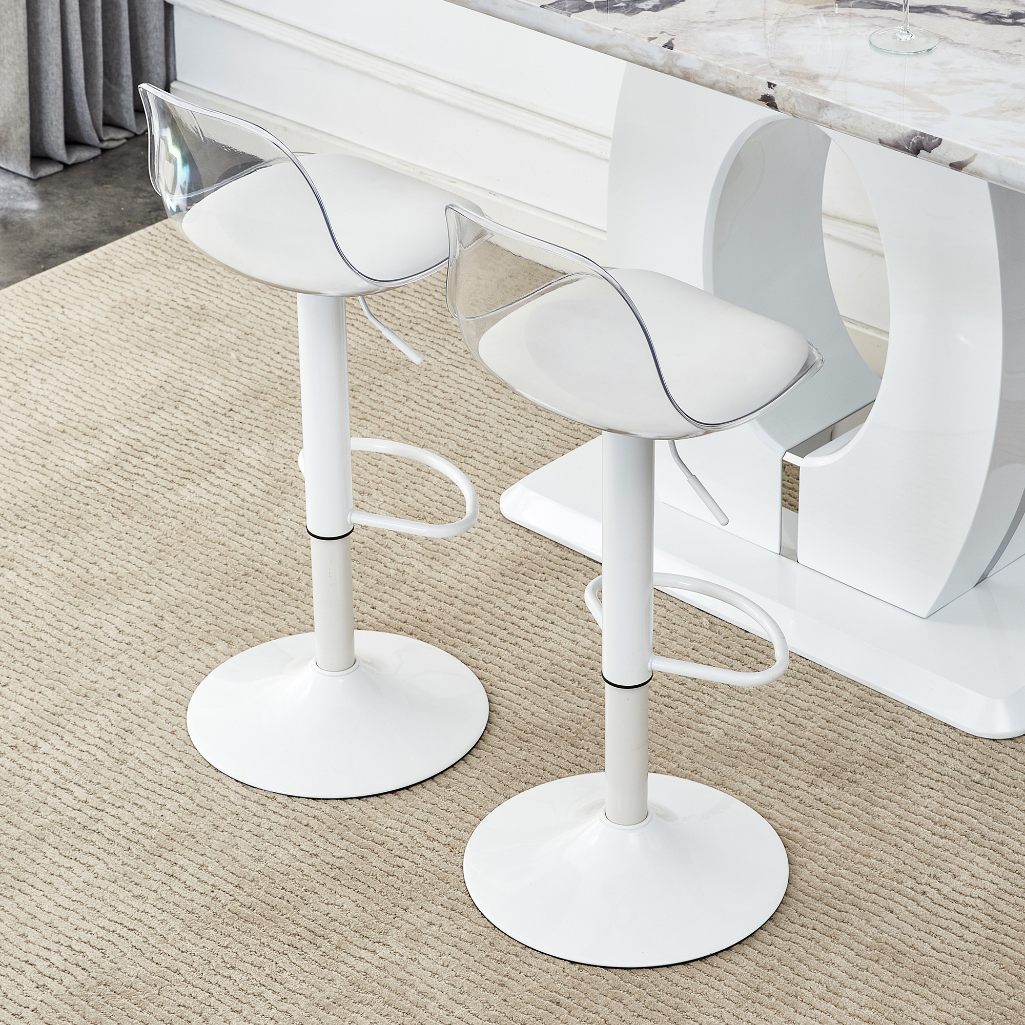 Chaise de salle à manger, lot de 2, hauteur réglable, métal, transparent - vue 6