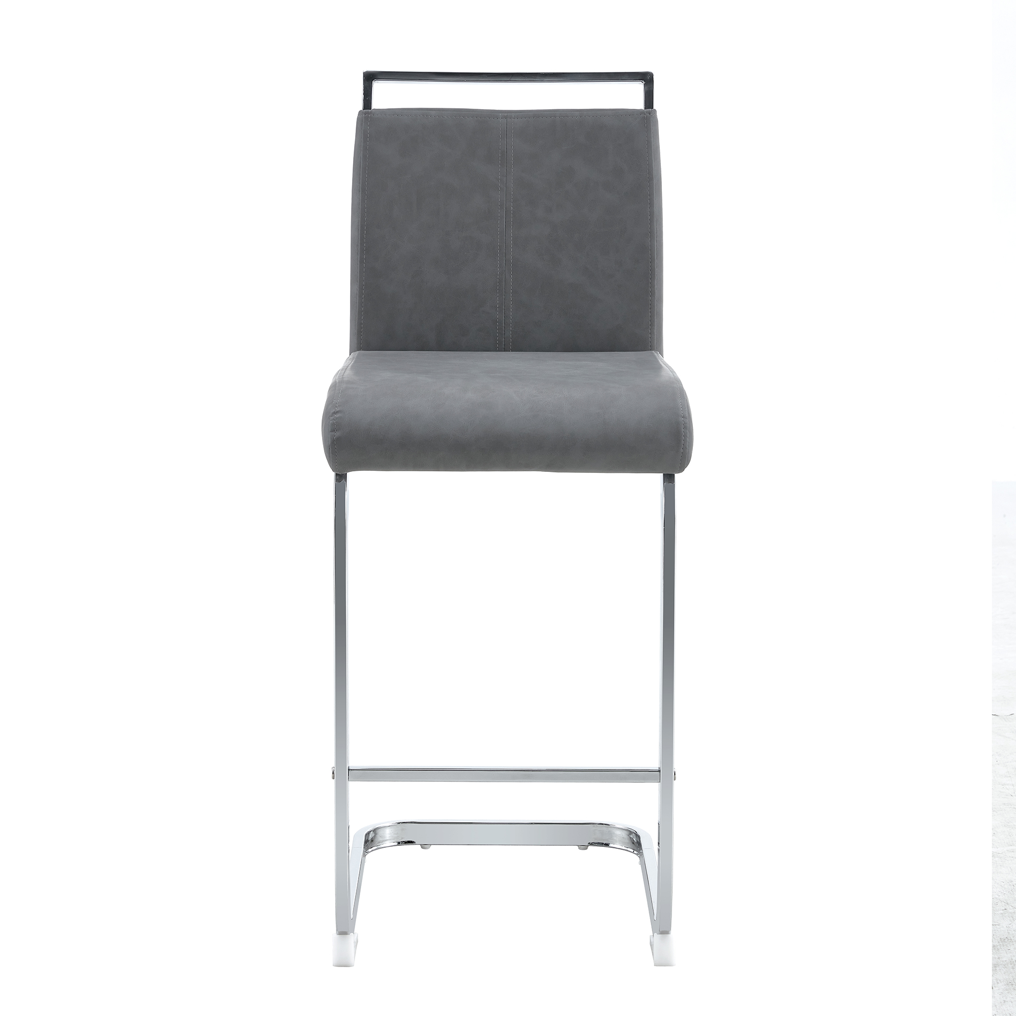 Tabouret de bar avec pieds métal argent, PU, hauteur totale 96.5 cm, assise 63.5 cm, repose-pieds, pour bar et cuisine, design unique, confort assise, facile entretien, style moderne, stabilité - image 13
