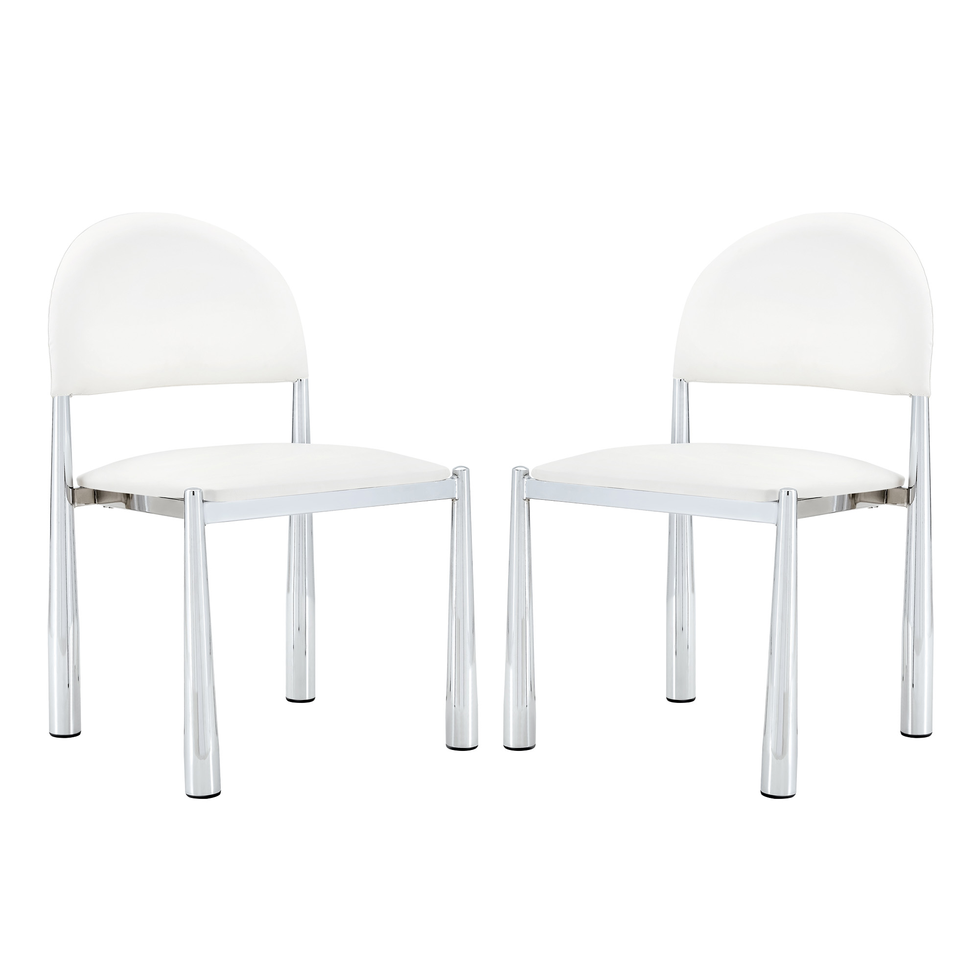 Lot de 2 chaises de salle à manger avec dossier incurvé, 45 x 48 x 80 cm, Blanc - détails