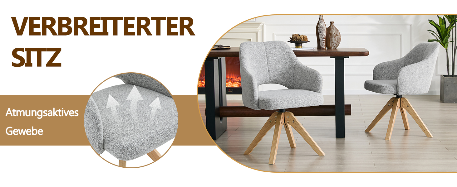 Chaise de salle à manger pivotante 360° en tissu s - image 7