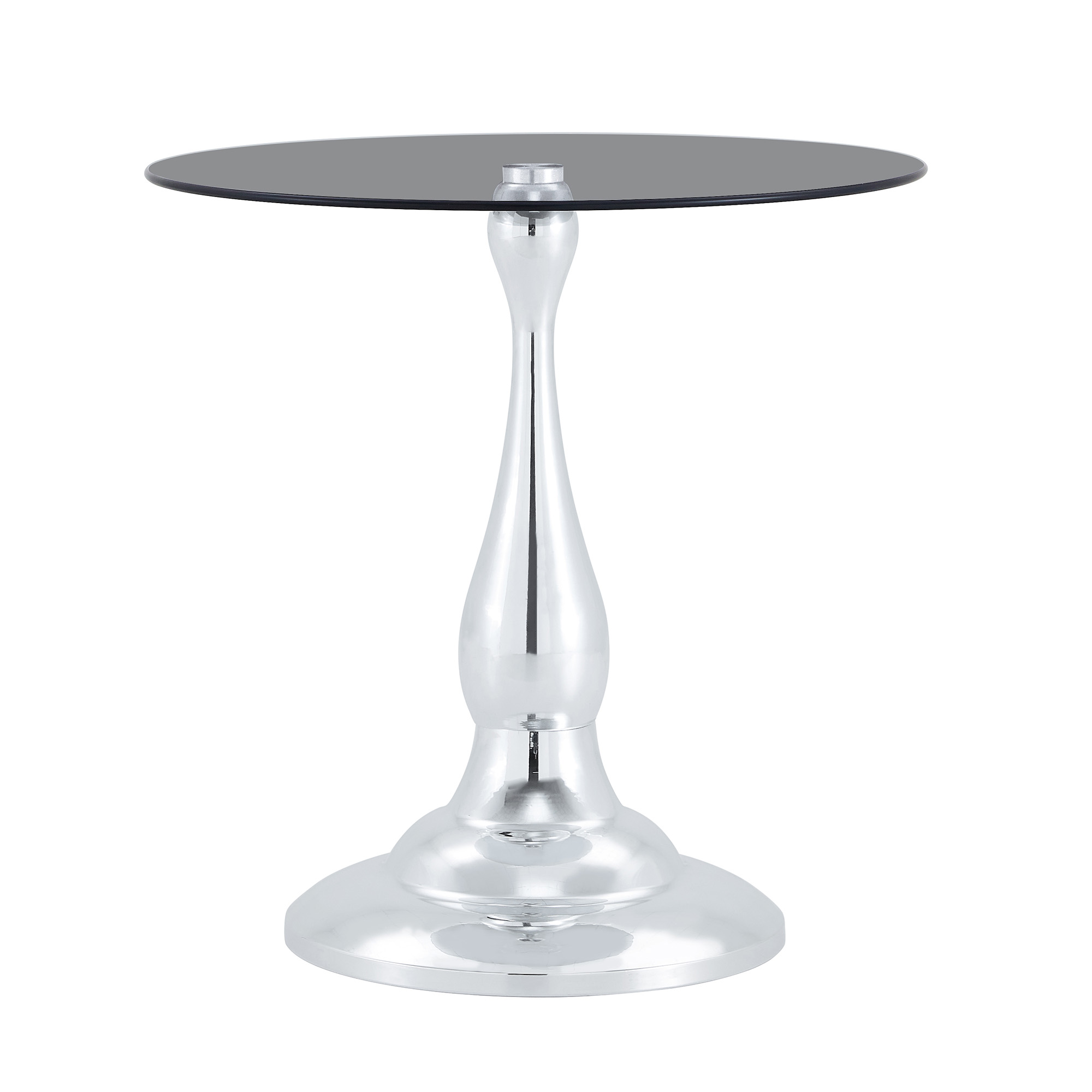 Table d’appoint ronde, table basse Ø 50 cm, verre trempé et métal, Silver