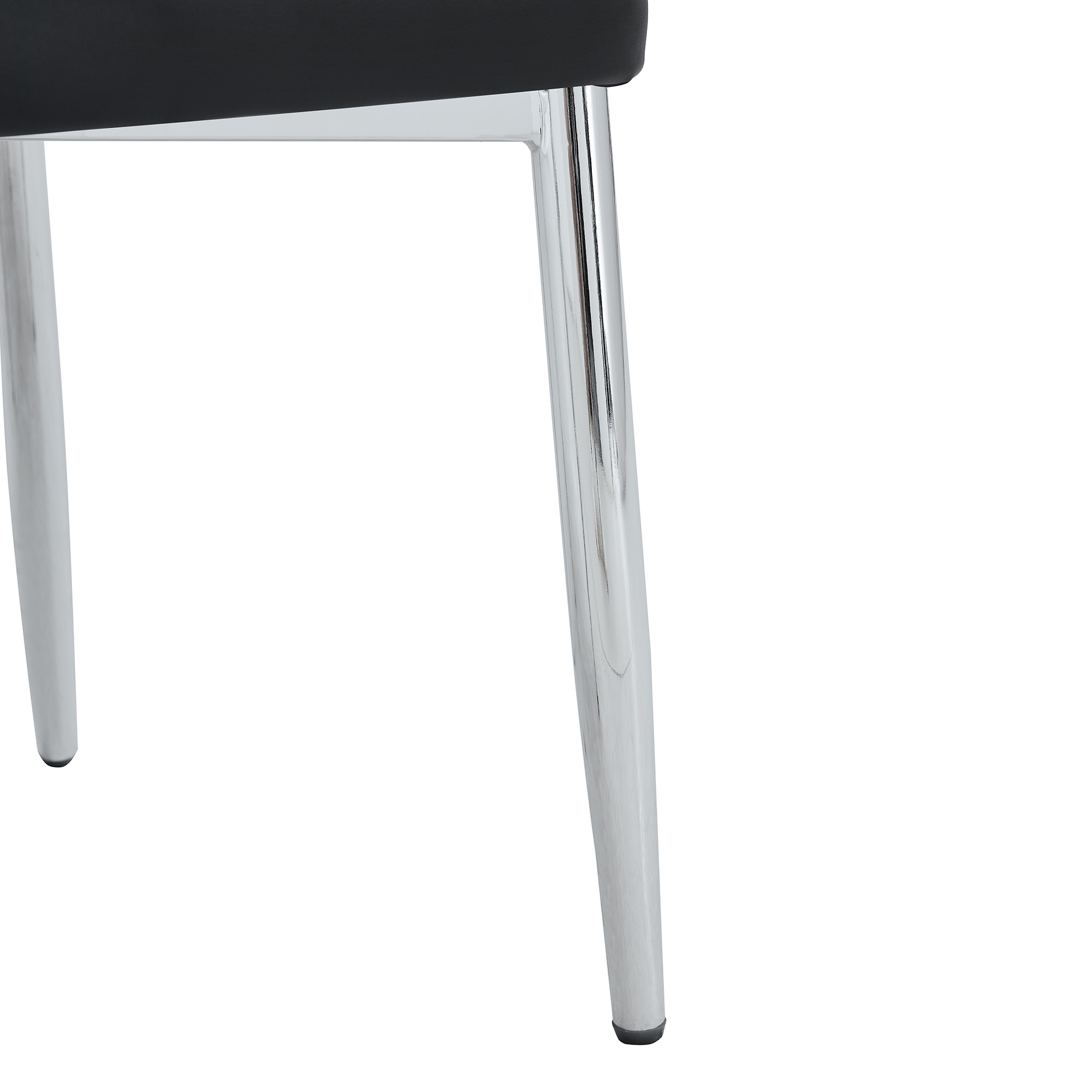 Chaise de salle à manger noire en PU cuir, pieds métal argent, dossier ergonomique, pour salle à manger et salon, design moderne industriel, soutien lombaire, haute capacité, style élégant minimaliste - image 11