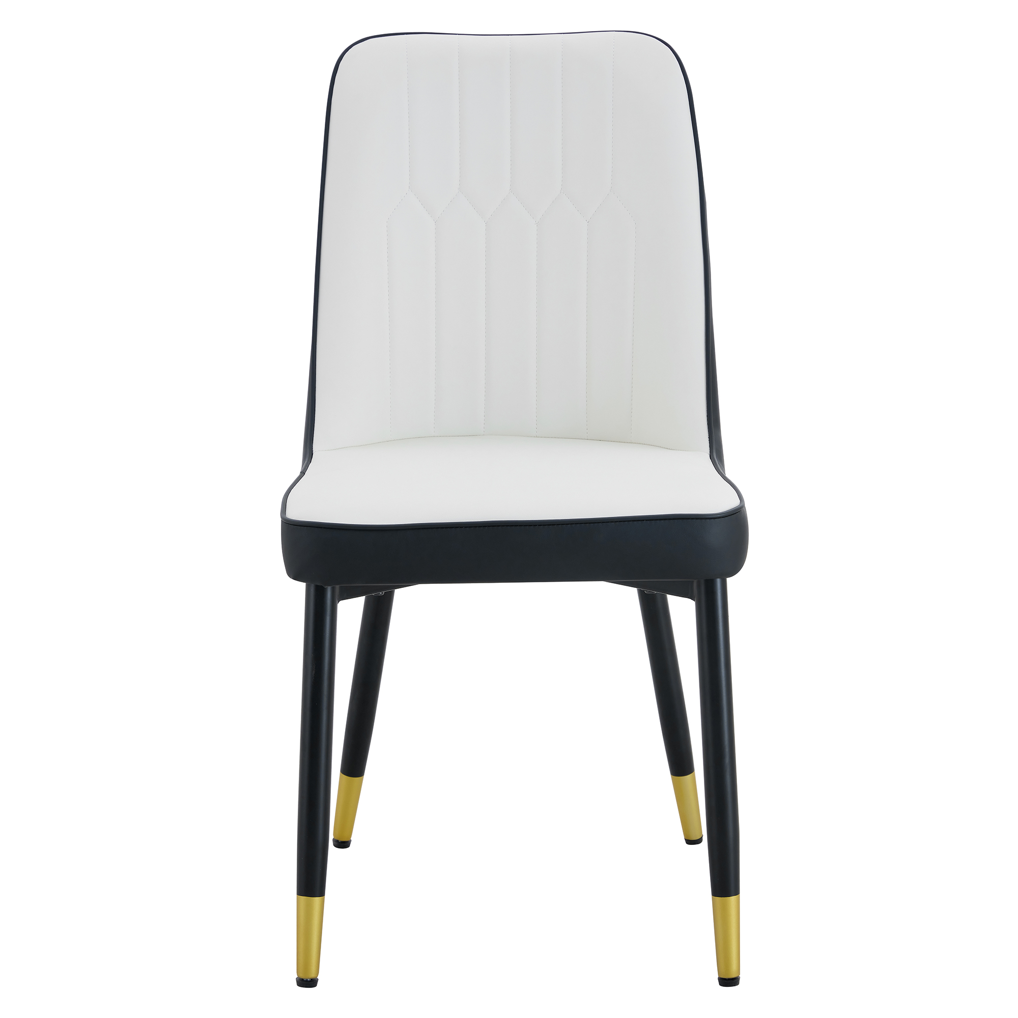 Chaise de salle à manger PU noir et blanc, mousse haute densité, dossier incliné, pieds métal, pour salle à manger et bureau, design contrasté classique, soutien lombaire, confort durable, style moderne - image 16