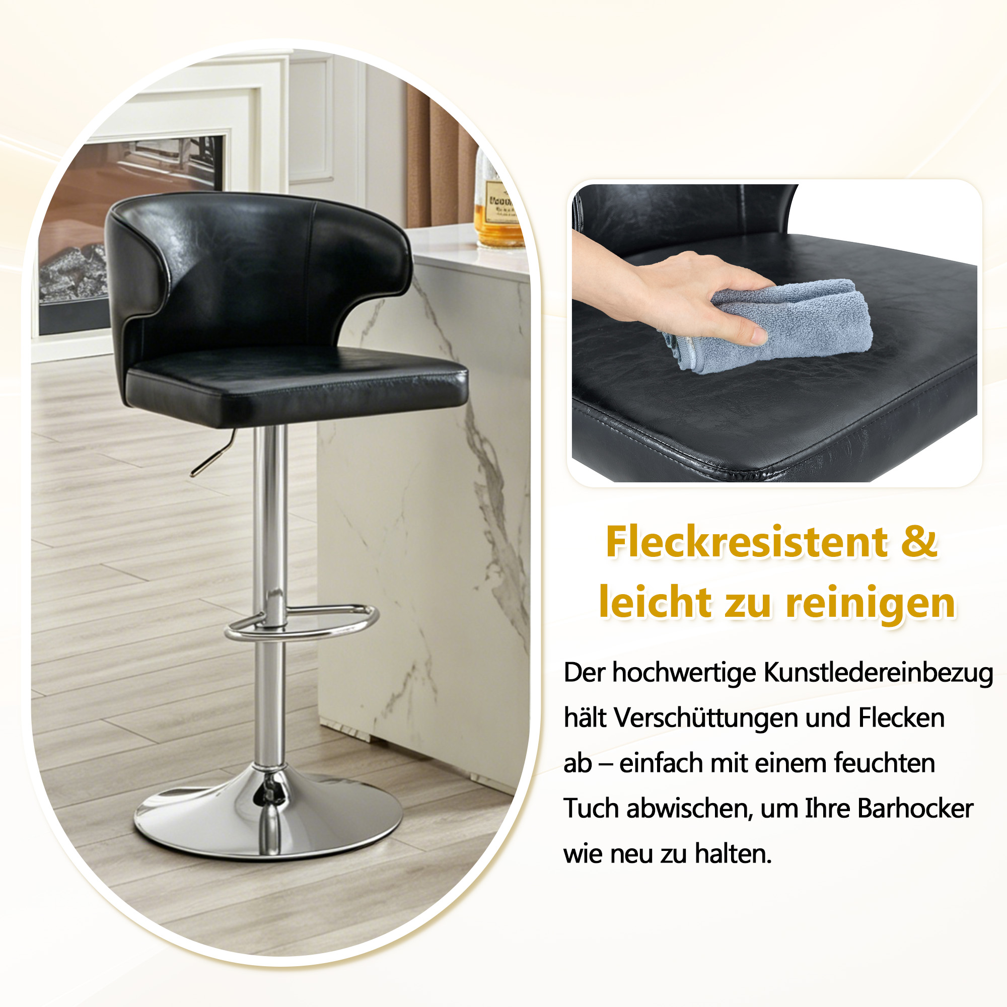 Tabouret de bar pivotant 360° réglable en hauteur - image 3
