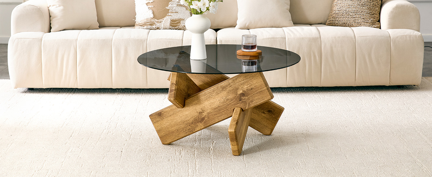 Table basse ronde moderne en verre trempé avec sou - image 13