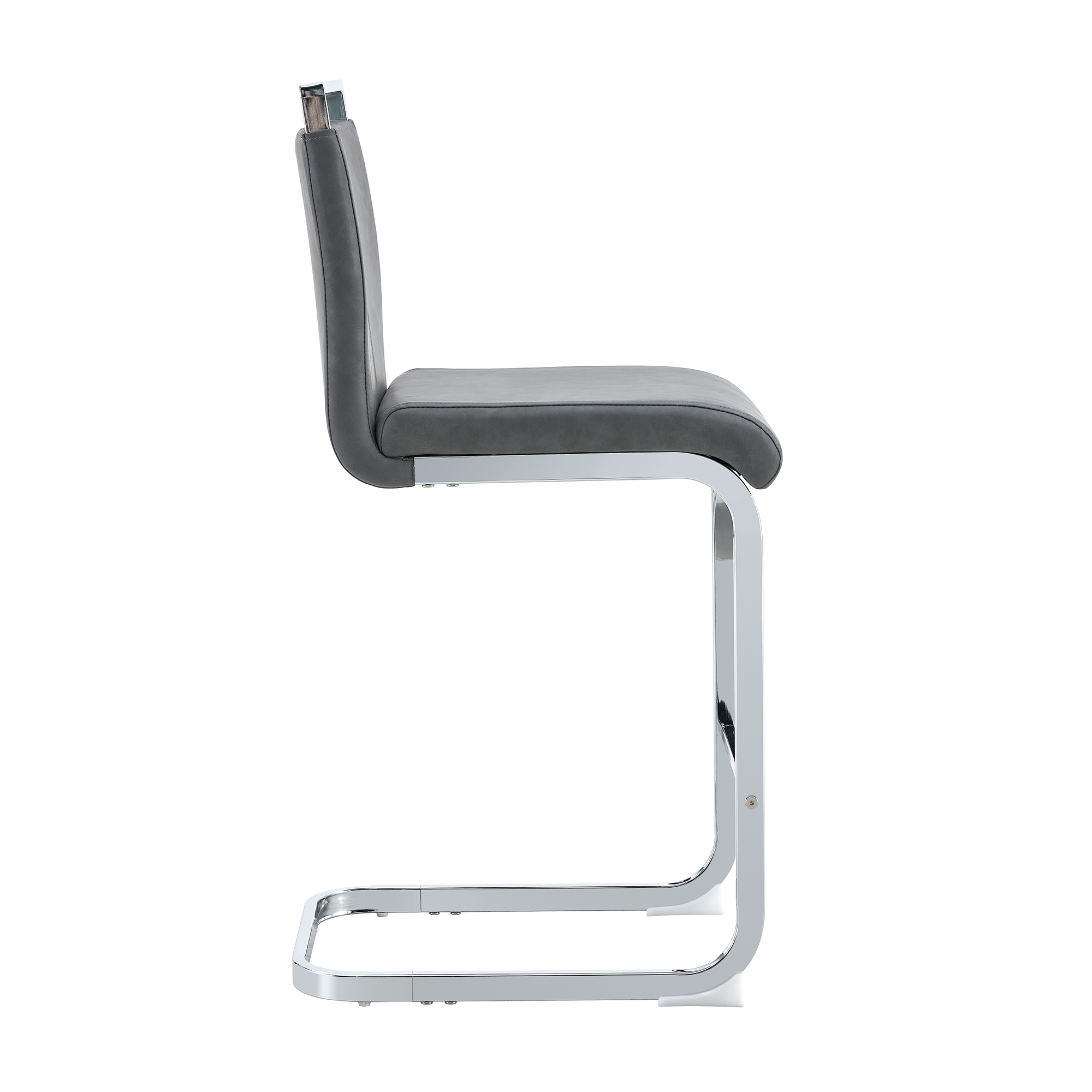 Tabouret de bar avec pieds métal argent, PU, hauteur totale 96.5 cm, assise 63.5 cm, repose-pieds, pour bar et cuisine, design unique, confort assise, facile entretien, style moderne, stabilité - image 15