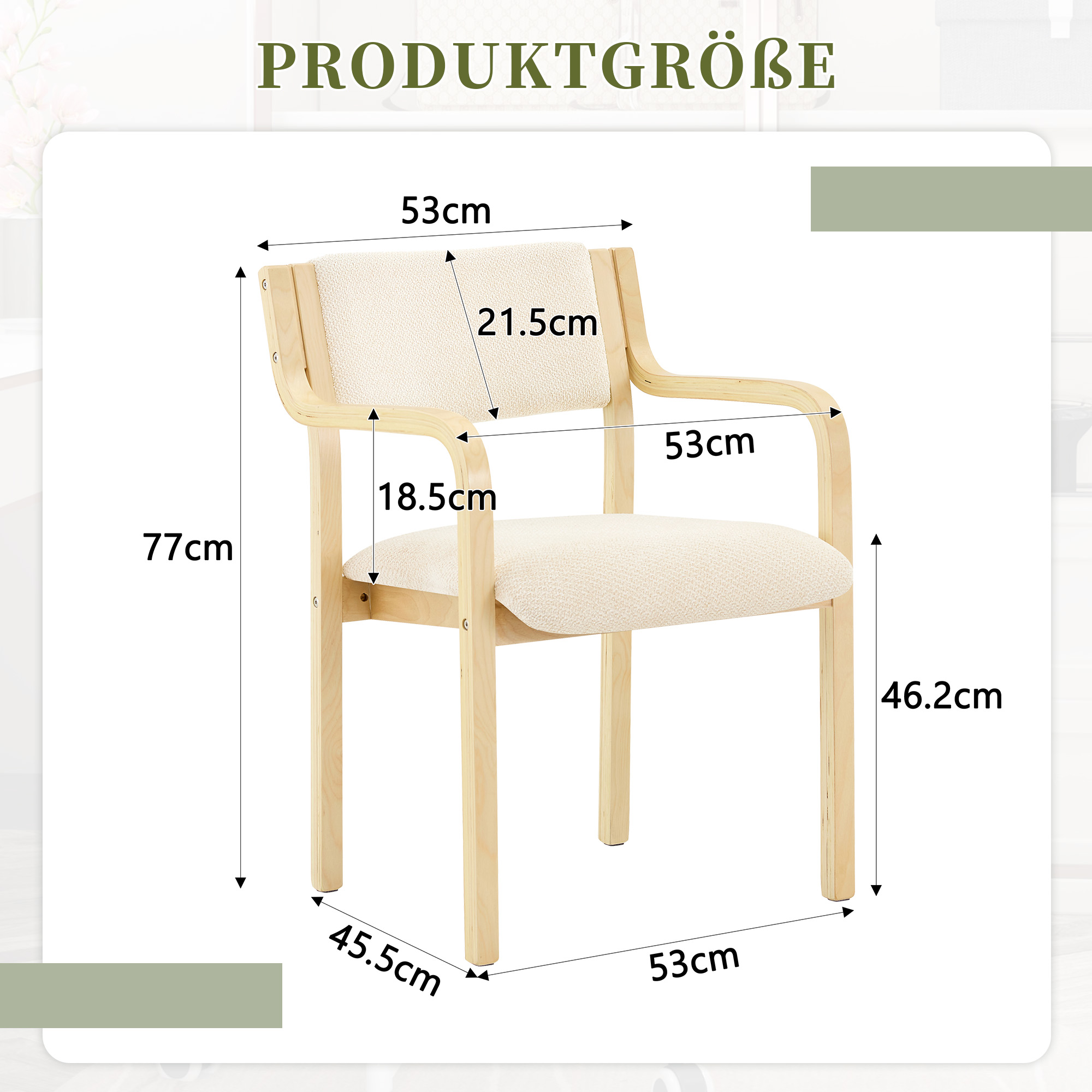 Dimensions du chaise de salle à manger