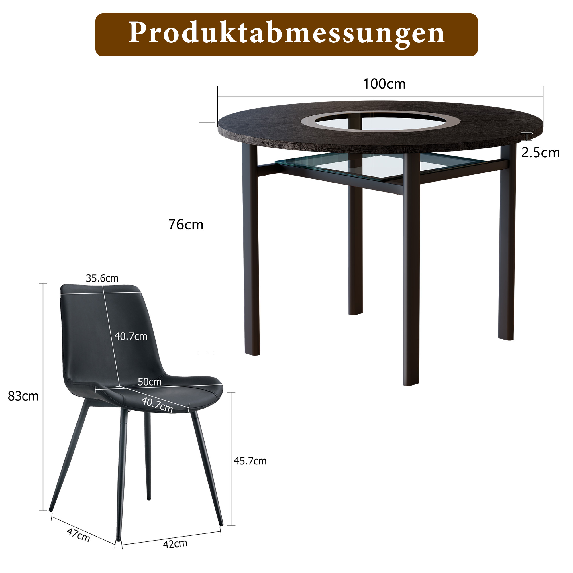Dimensions du ensemble table et chaises