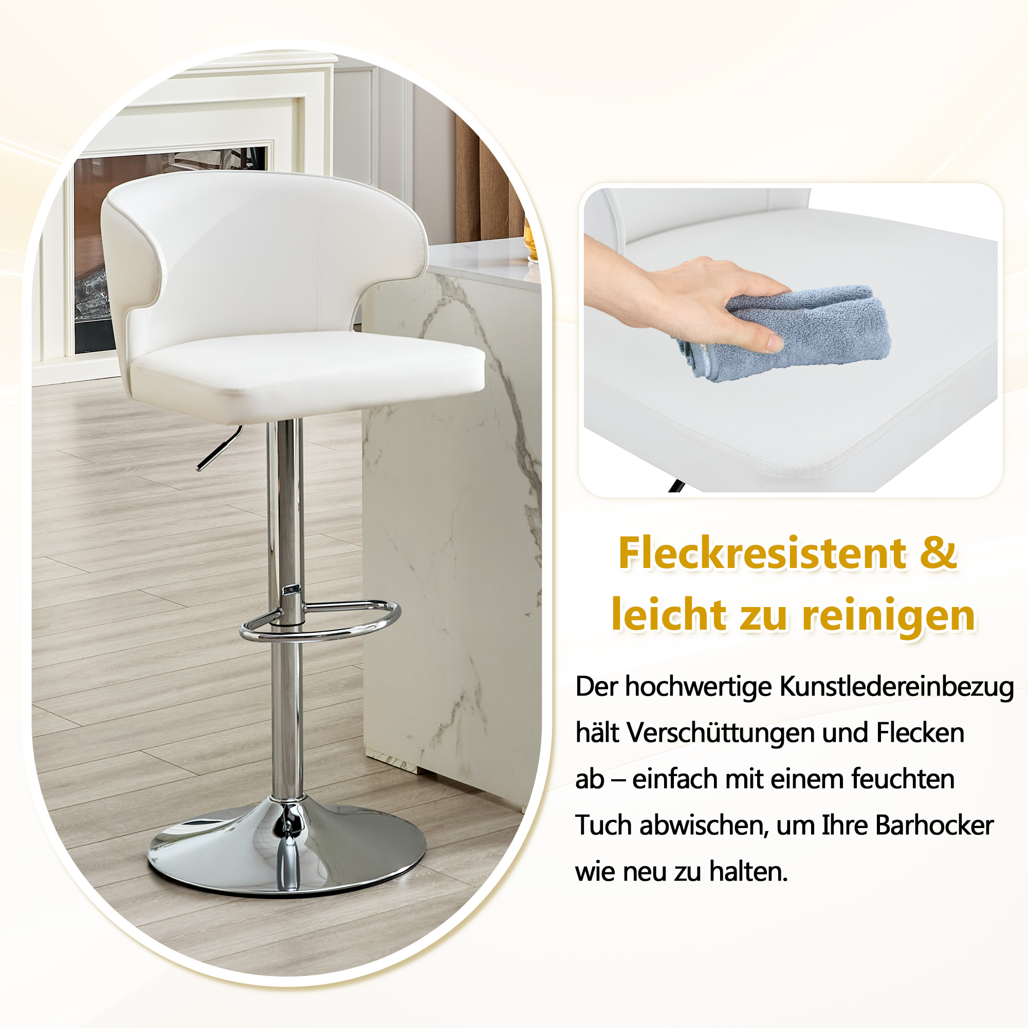 Tabouret de bar pivotant 360° réglable en hauteur - image 3