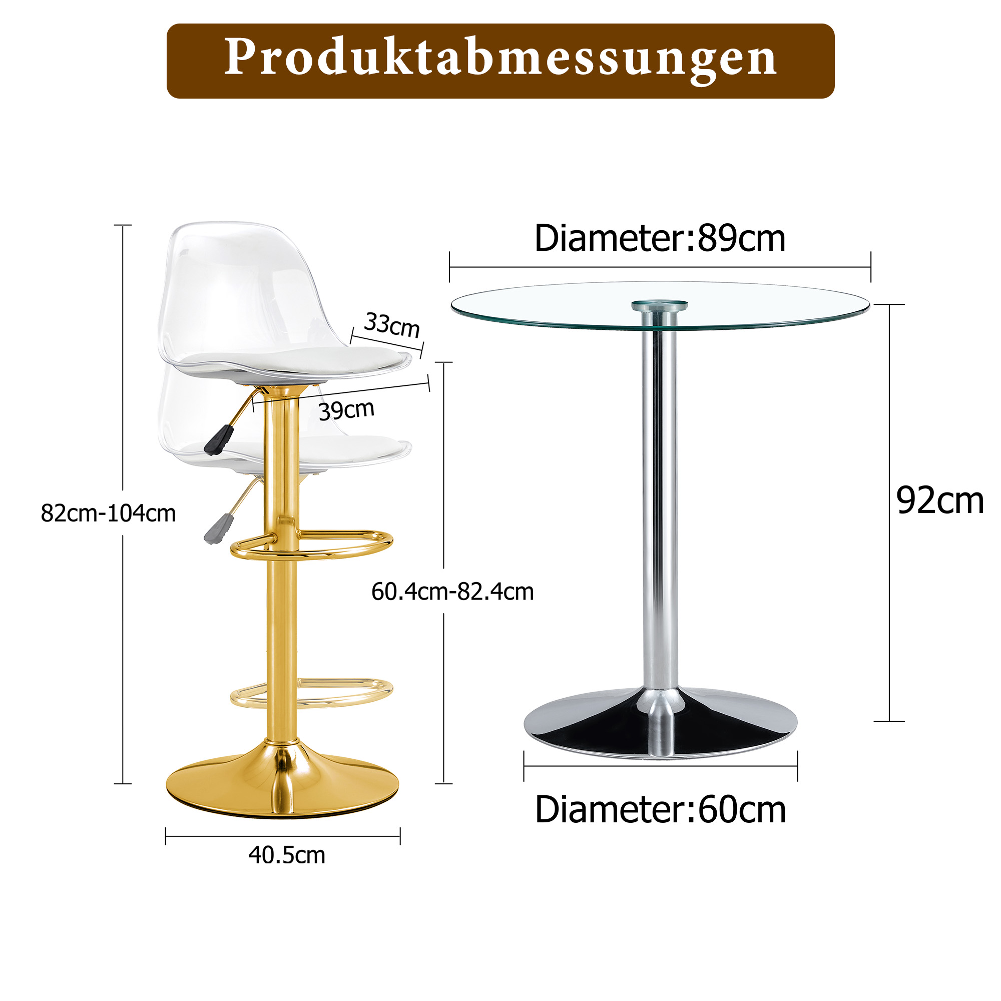 Dimensions du ensemble table et chaises