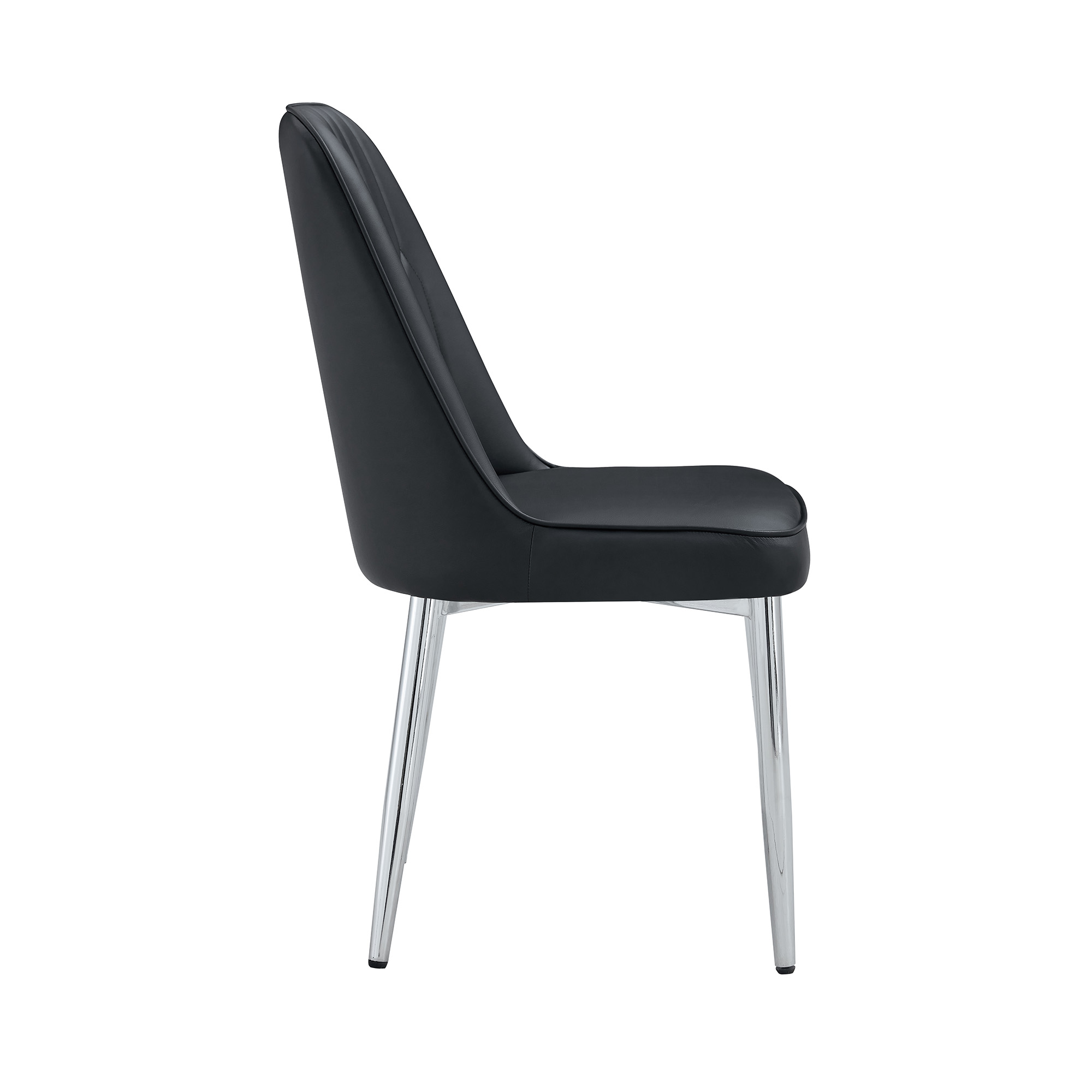 Chaise de salle à manger noire en PU cuir, pieds métal argent, dossier ergonomique, pour salle à manger et salon, design moderne industriel, soutien lombaire, haute capacité, style élégant minimaliste - image 20
