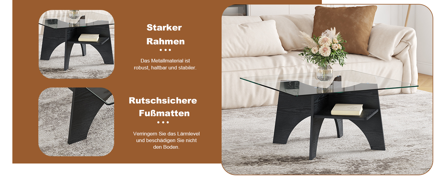 Table basse carrée 80 cm en verre de sécurité avec - image 12