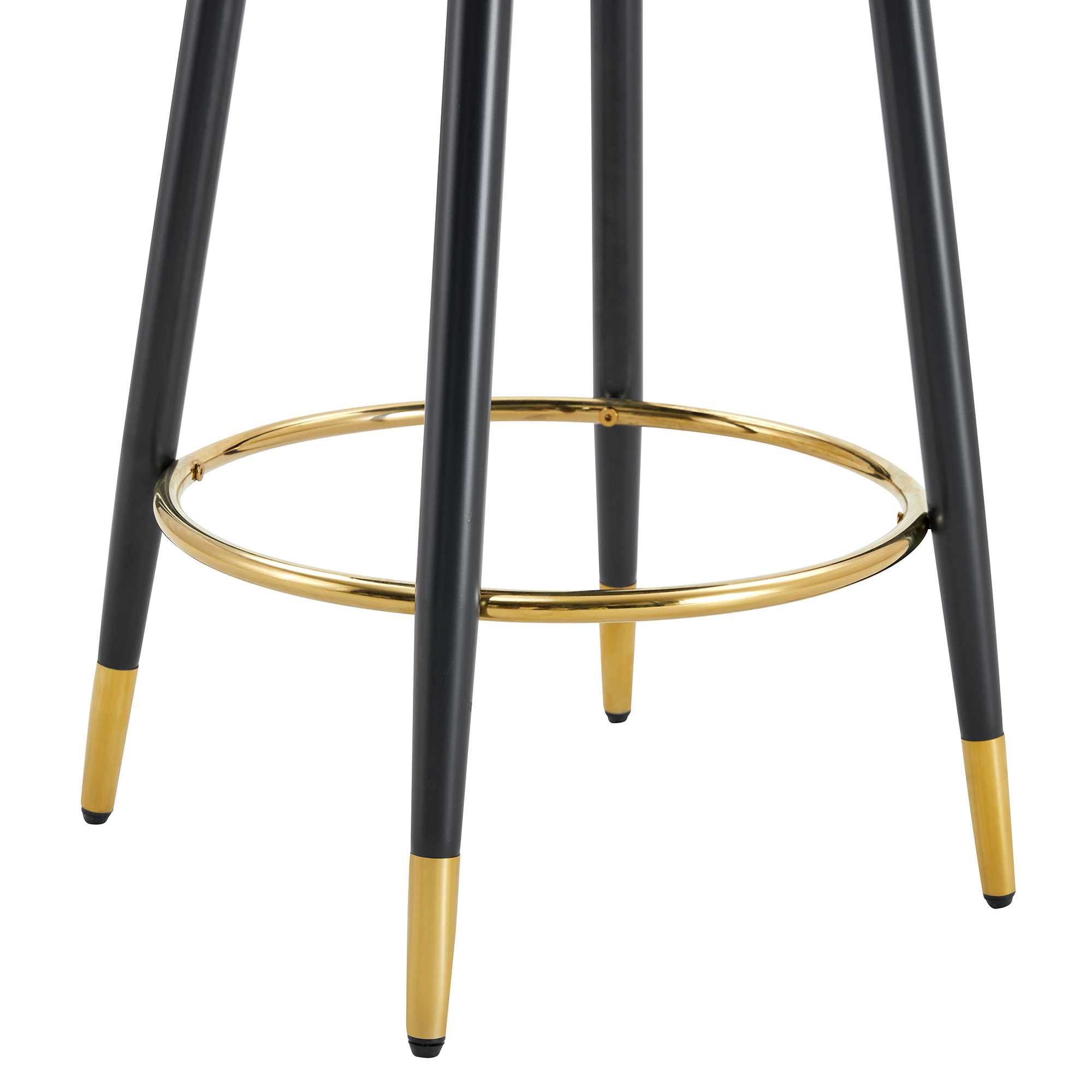 Tabouret de bar avec dossier ajouré unique, pieds métal avec accents dorés, design noir minimaliste, pour bar et cuisine, style contemporain, attire tous les regards, polyvalent, stabilité et élégance - image 15