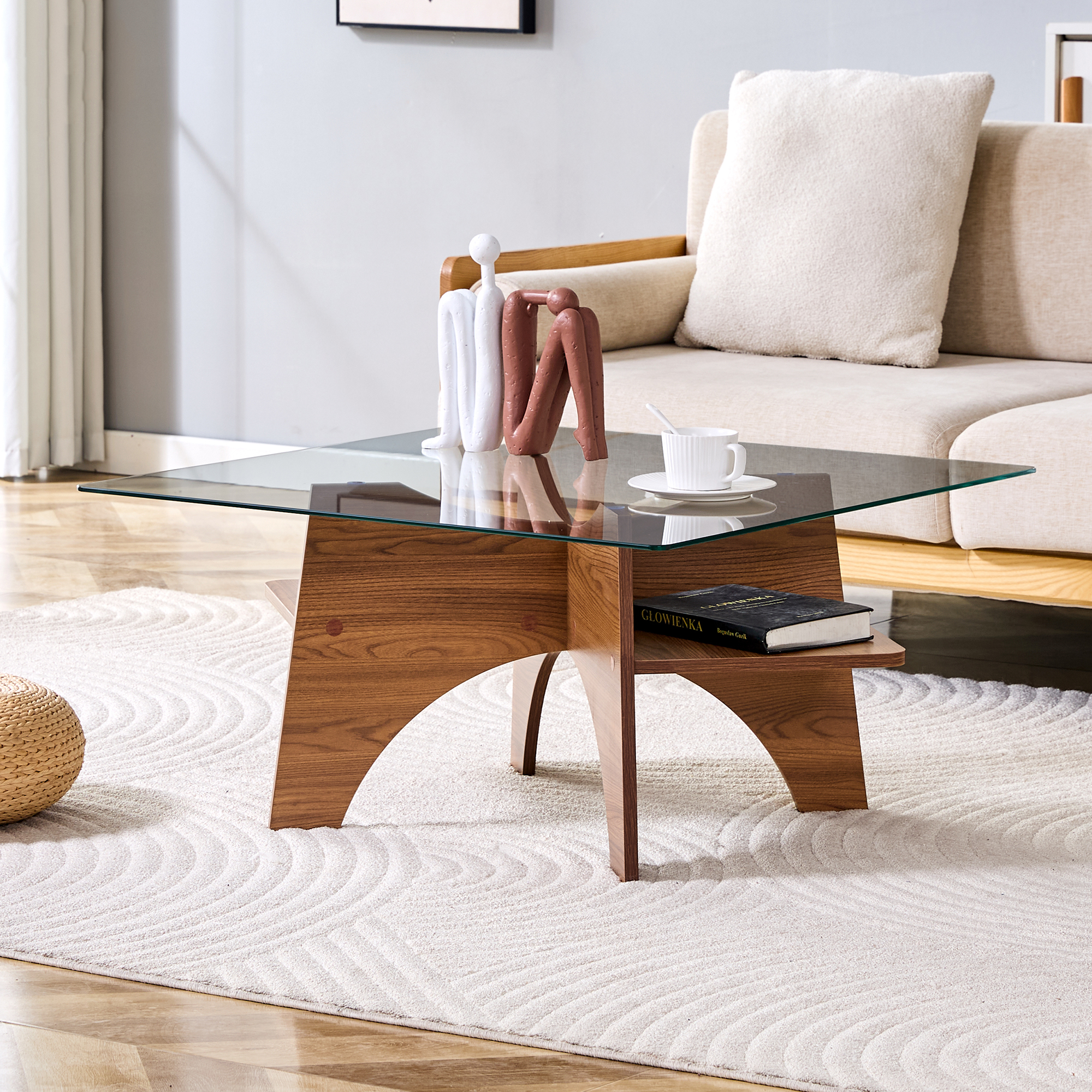 Table basse carrée 80 cm en verre de sécurité avec - image 1