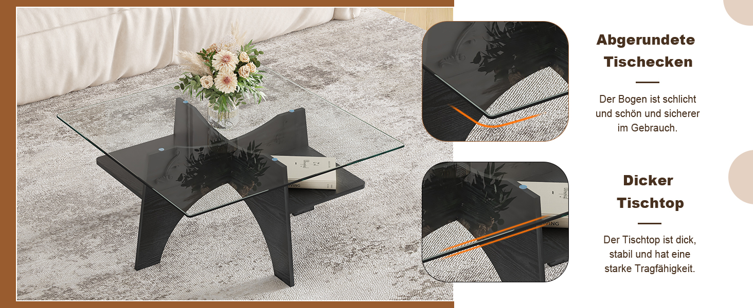 Table basse carrée 80 cm en verre de sécurité avec - image 11