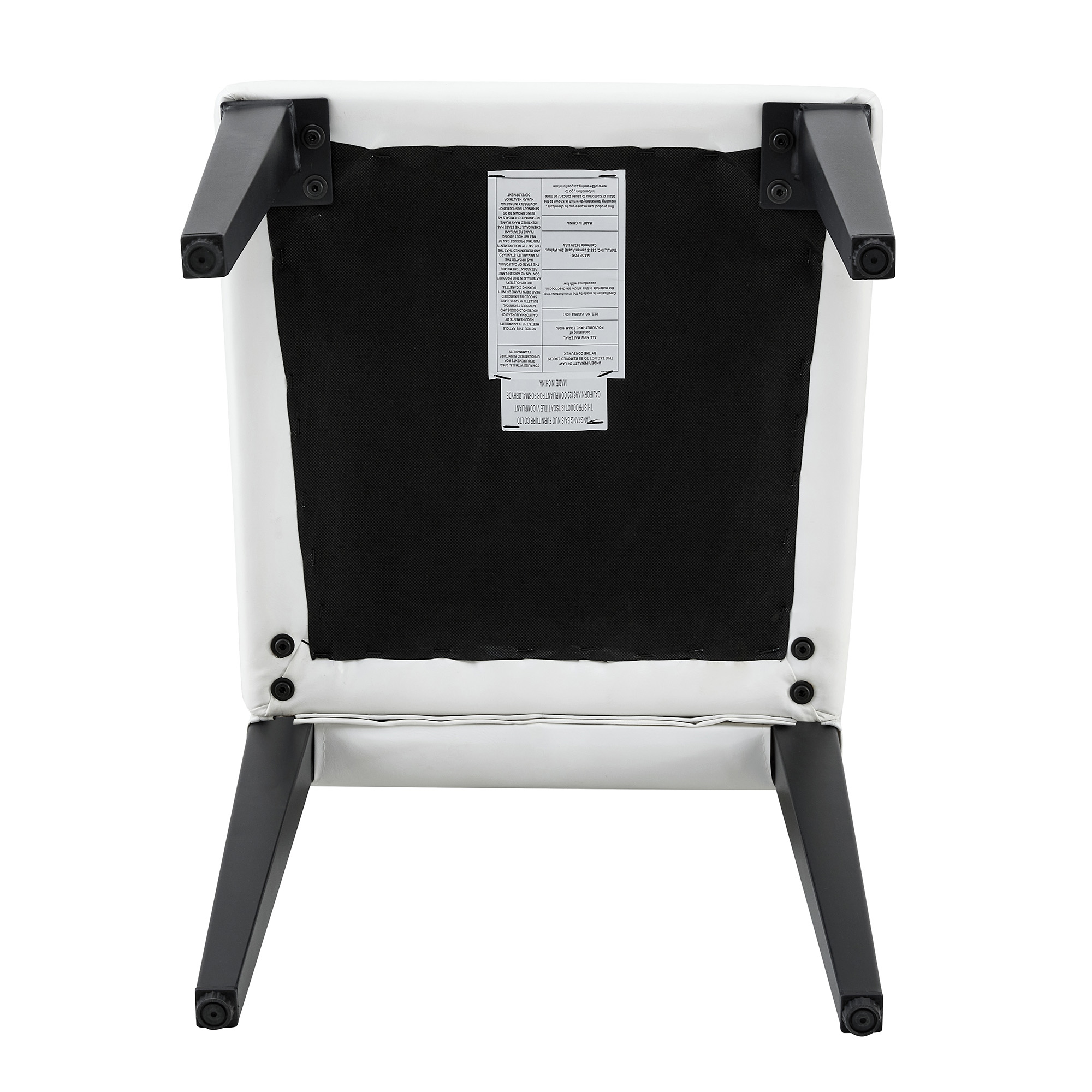 Chaise de salle à manger PU blanc, mousse 5 cm, dossier losange capitonné, pieds métal noir mat, assise 42×43 cm, pour salle à manger, design européen classique, confort durable, style luxueux, stabilité, facile entretien - image 20