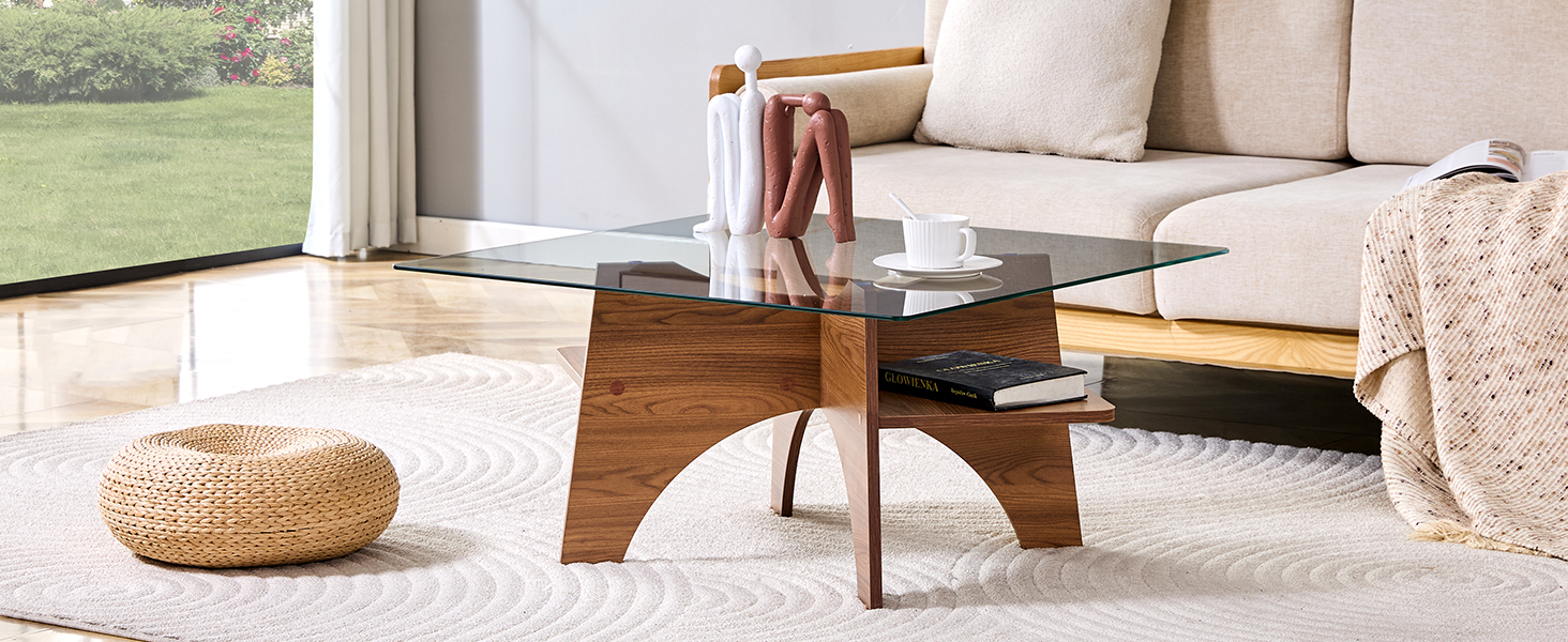 Table basse carrée 80 cm en verre de sécurité avec - image 16