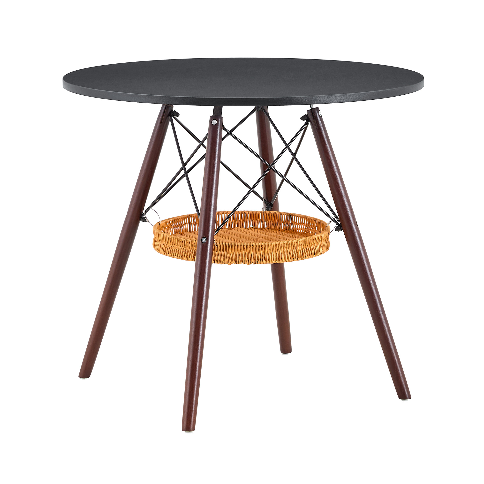 Table à manger ronde 80 cm de diamètre en MDF noir - image 16