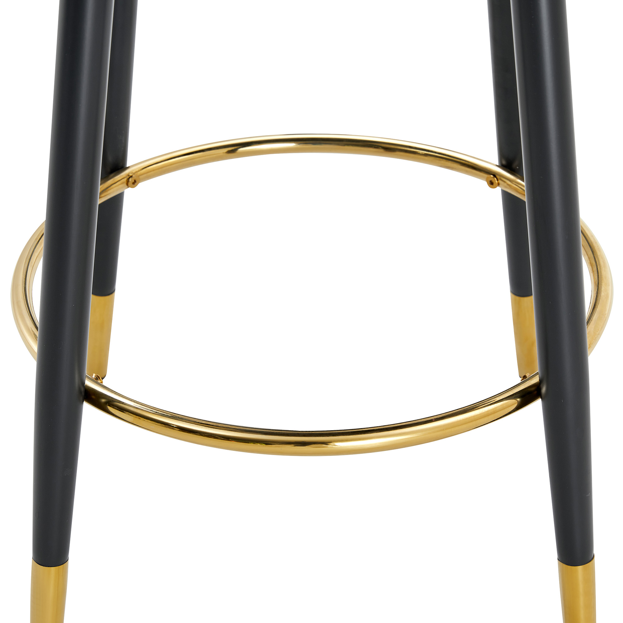 Tabouret de bar avec dossier ajouré unique, pieds métal avec accents dorés, design noir minimaliste, pour bar et cuisine, style contemporain, attire tous les regards, polyvalent, stabilité et élégance - image 13