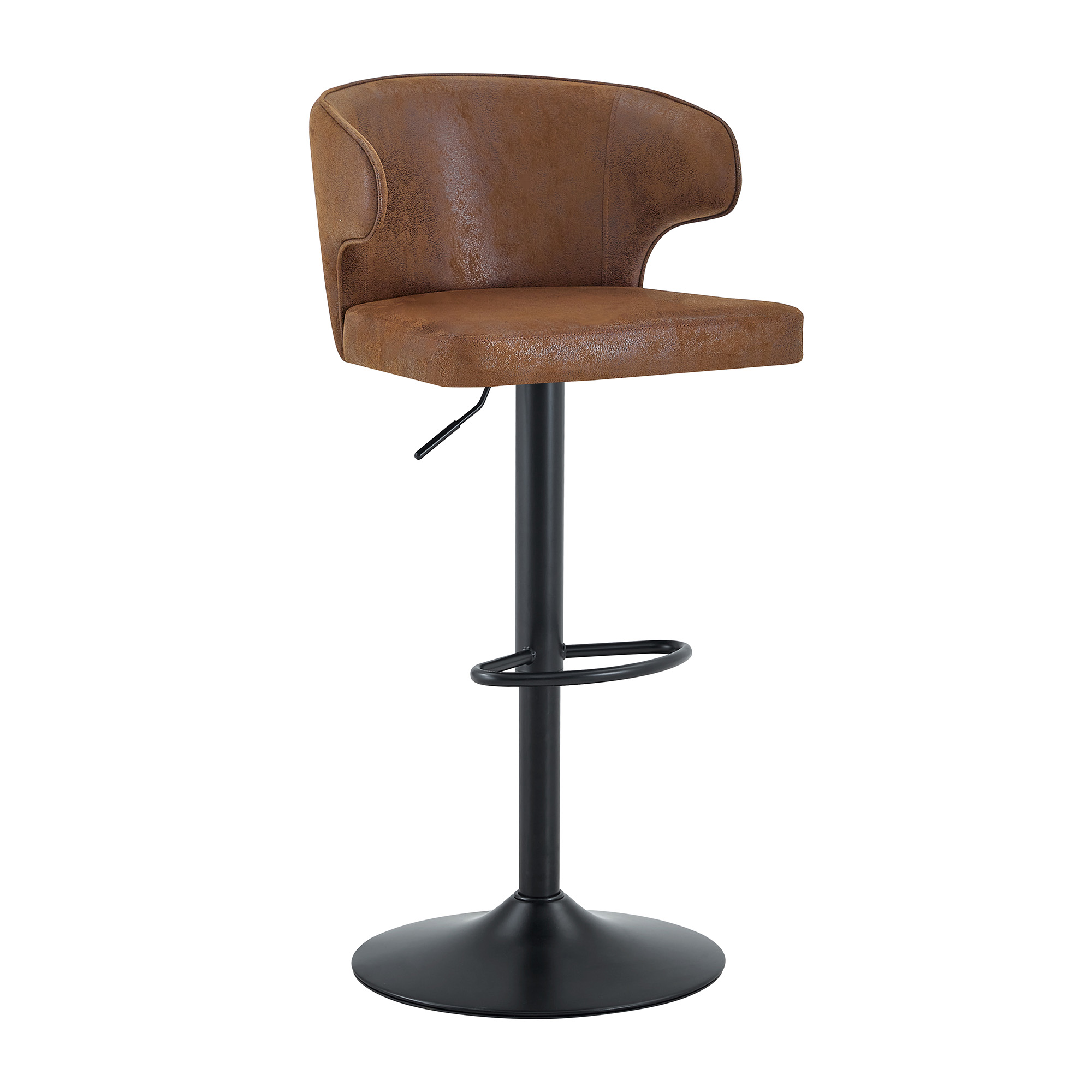 Tabouret de bar, lot de 2, rotation à 360°, hauteur réglable, 49,7 x 45 x 110 cm, tissu, marron - vue 9