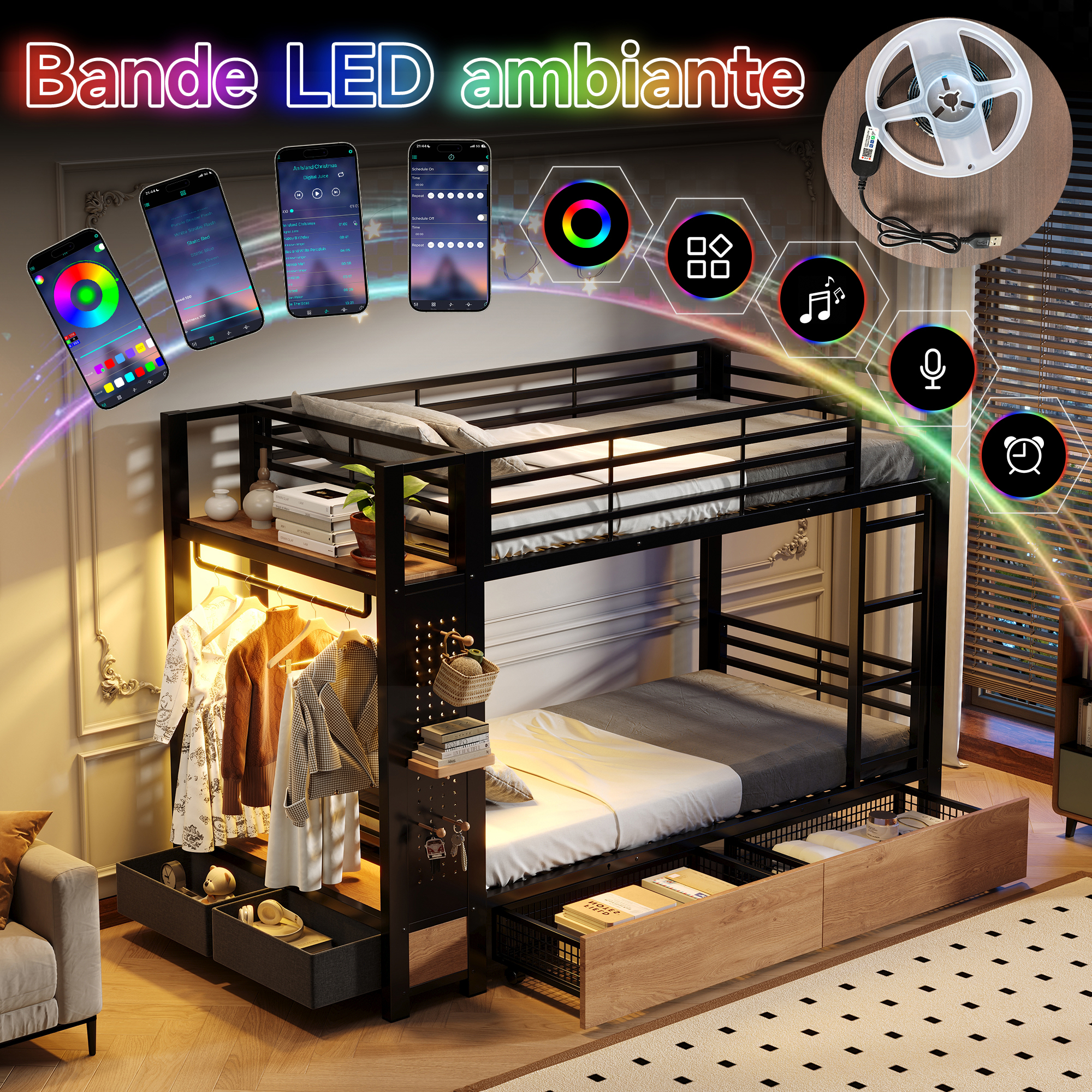 Détail du lit superposé