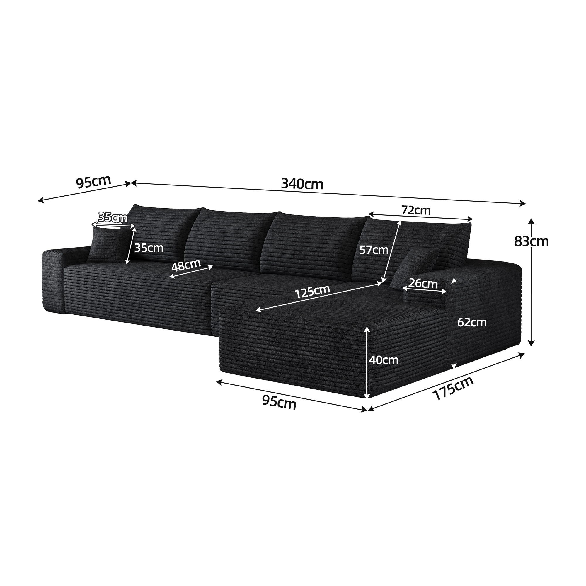 Dimensions du canapé compressé