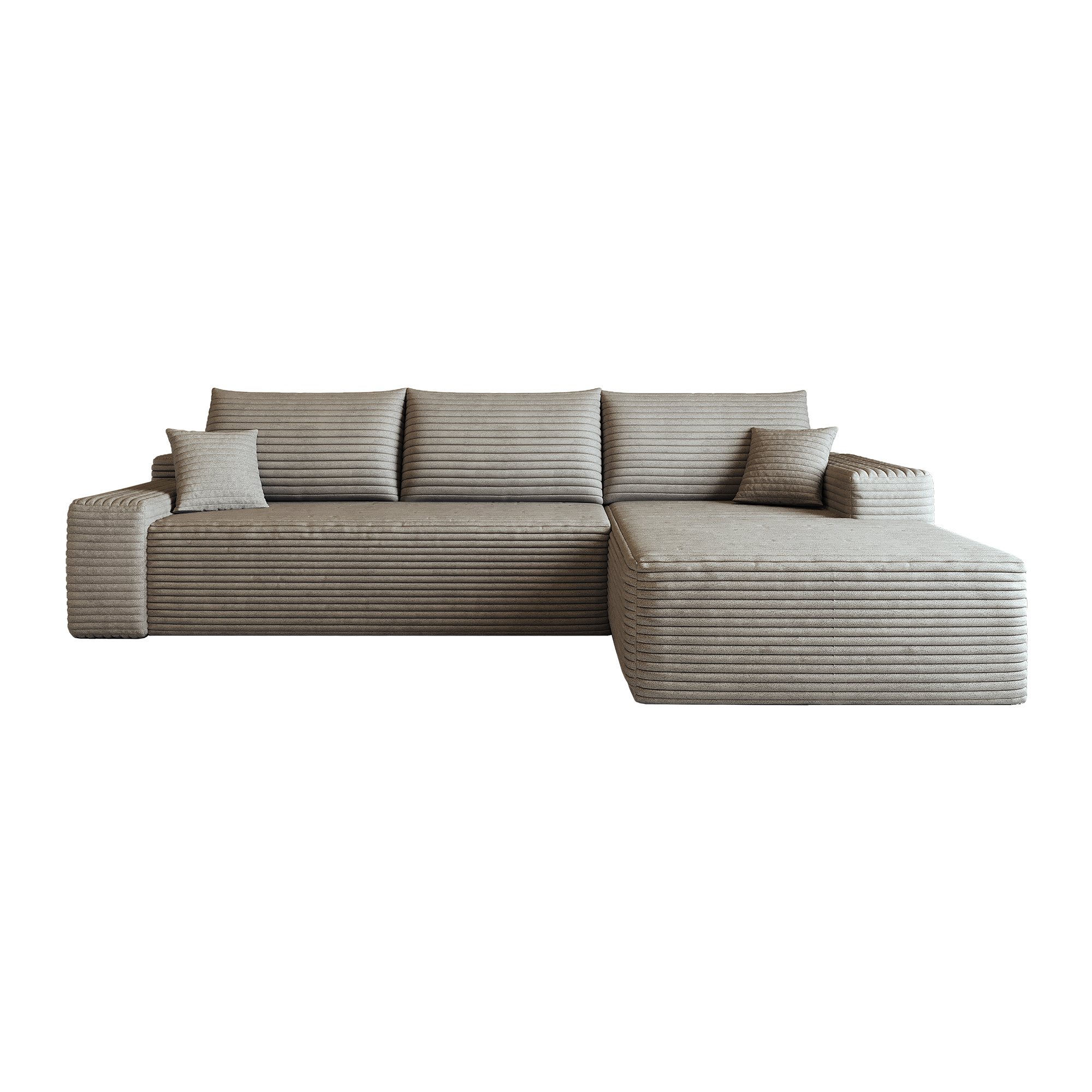 Canapé d’angle convertible en L 3 places 270 x 175 x 83 cm, Velours côtelé, camel - points forts 1