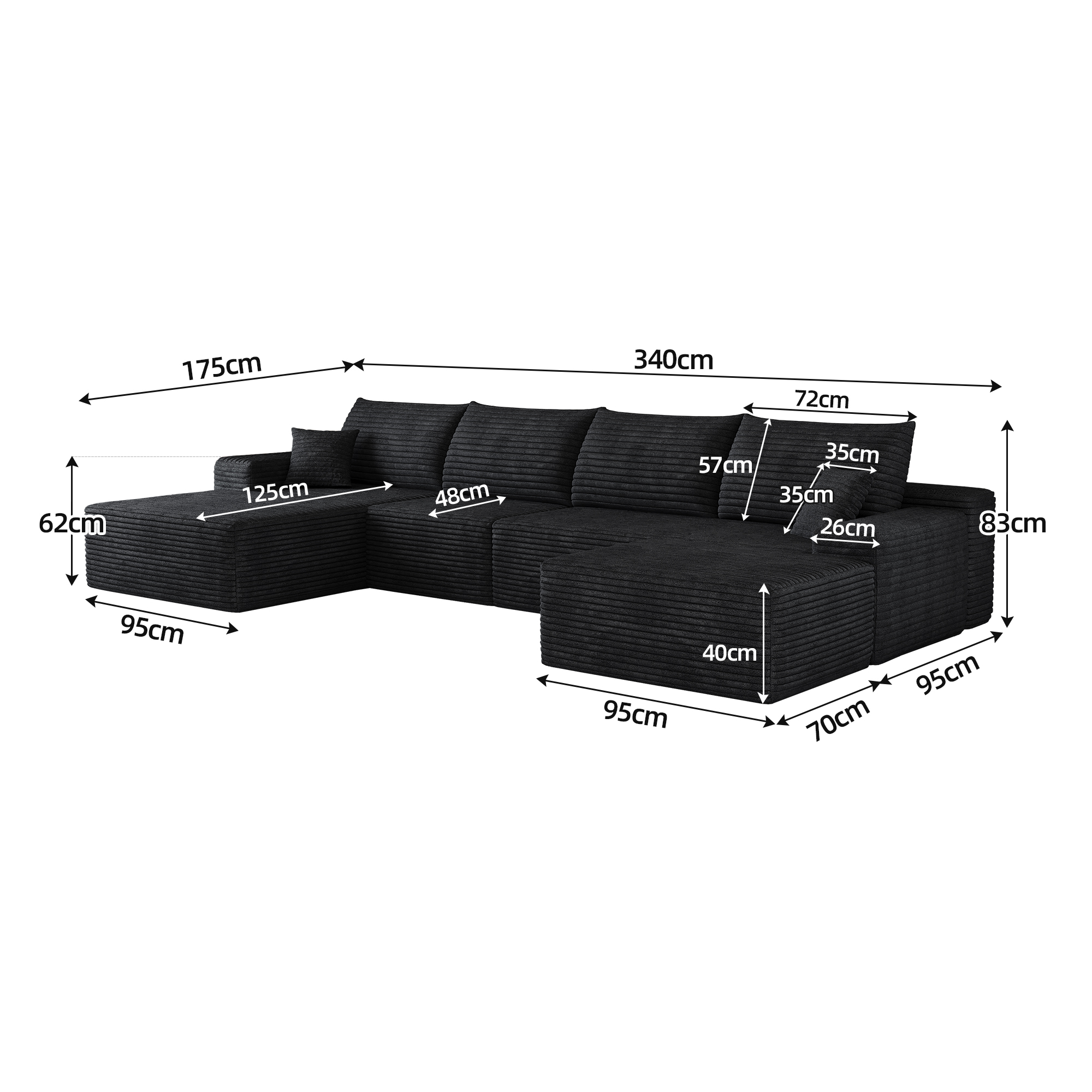 Canapé sans montage en velours côtelé rayé, mousse haute élasticité, prêt en 72h, lignes fluides, pour salon, confort doux, livraison compacte, design élégant, ambiance améliorée, usage quotidien - image 3