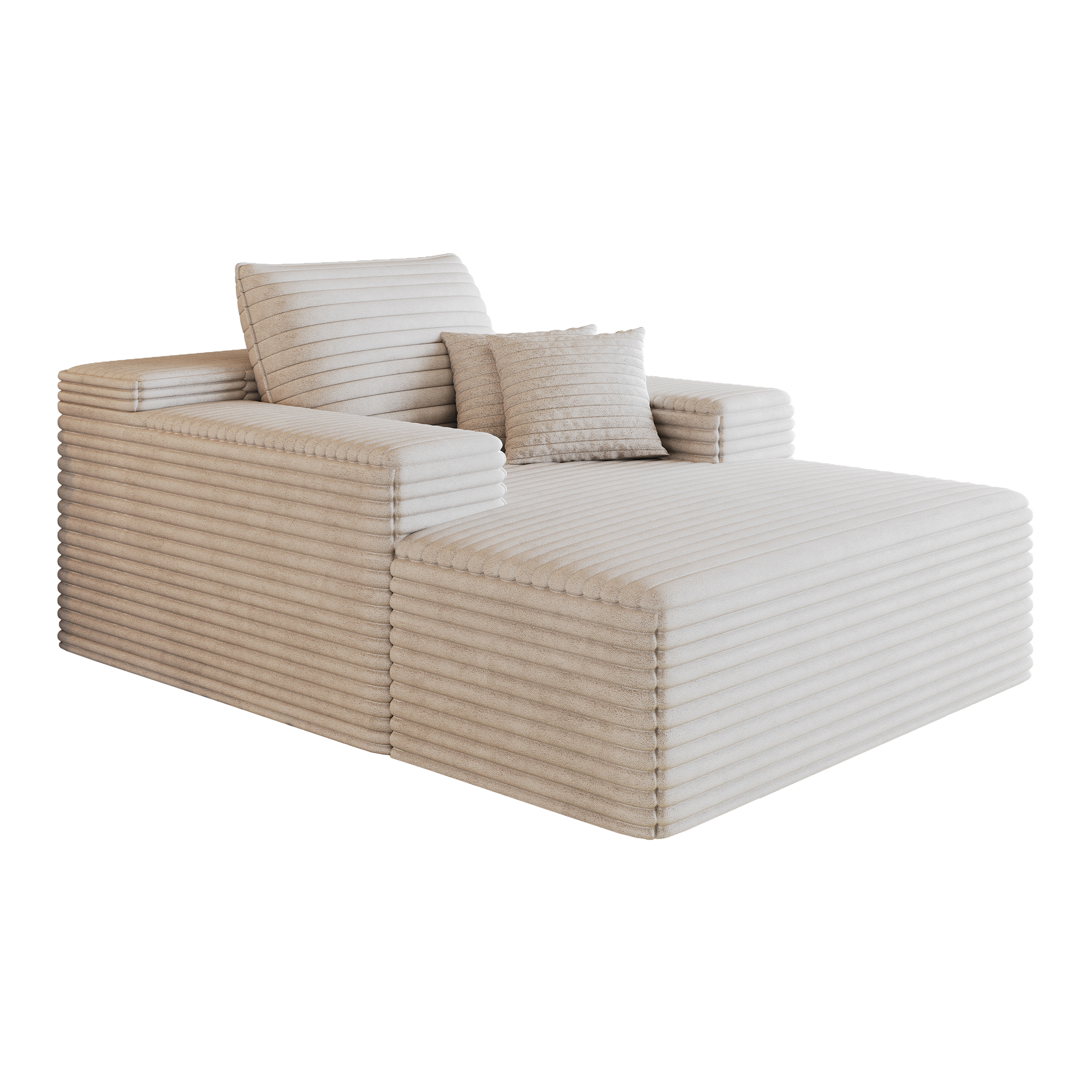 Canapé sans montage en velours côtelé rayé, mousse haute élasticité, prêt en 72h, large assise comme dans les nuages, design fluide, pour salon, confort luxueux, livraison enroulée compacte - image 5