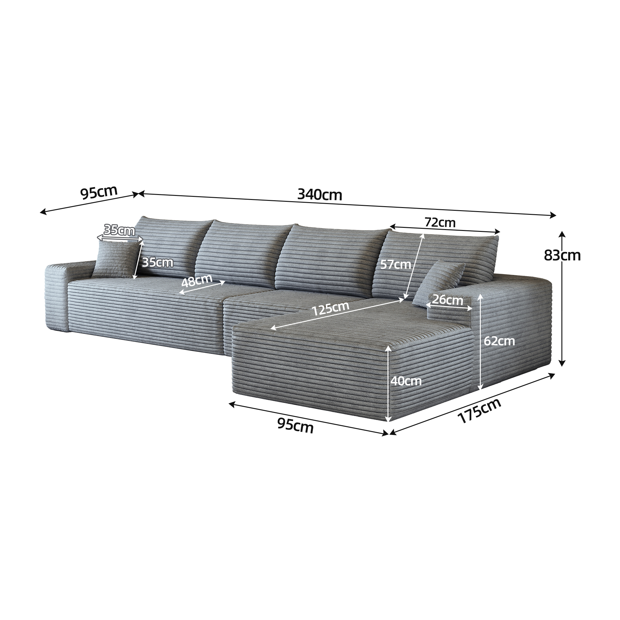 Dimensions du canapé compressé