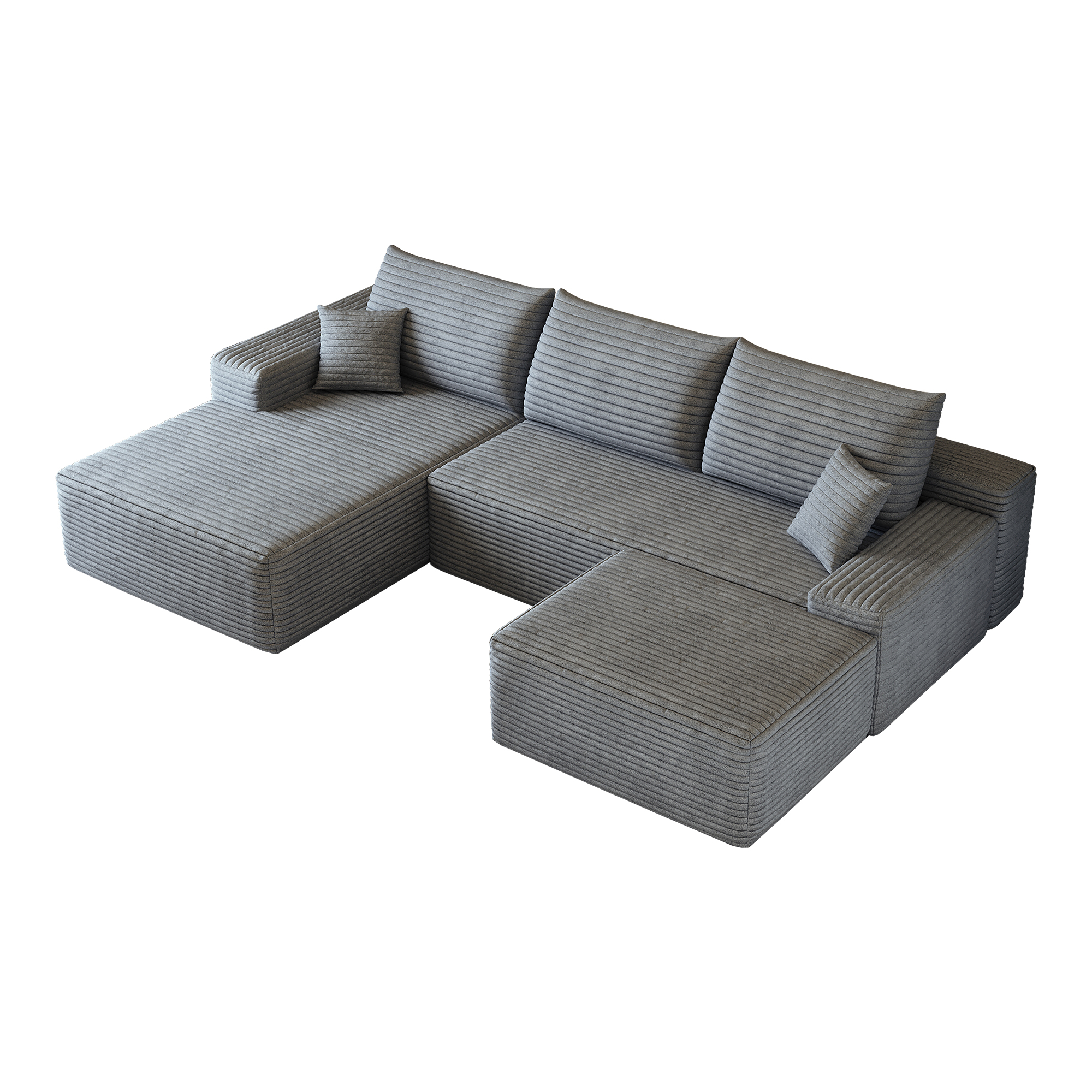 Canapé d’angle modulable 4 places 270 x 175 x 83 cm canapé en L avec méridienne, velours côtelé, Gris - points forts 1