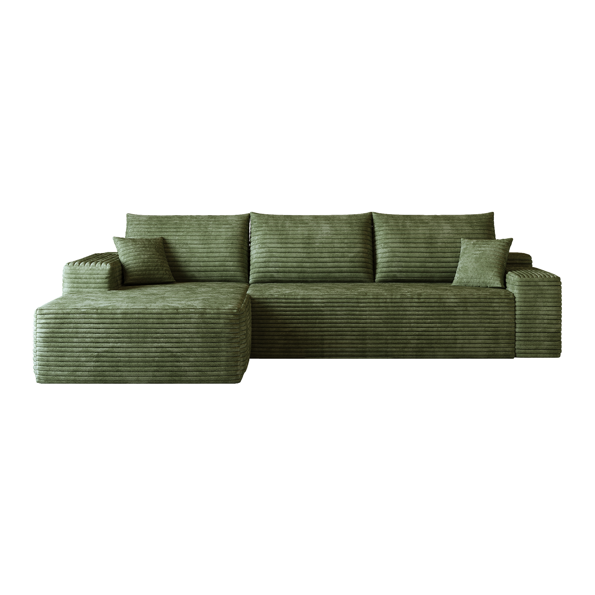 Canapé d’angle convertible en L 3 places 270 x 175 x 83 cm, Velours côtelé, vert - spécifications 1