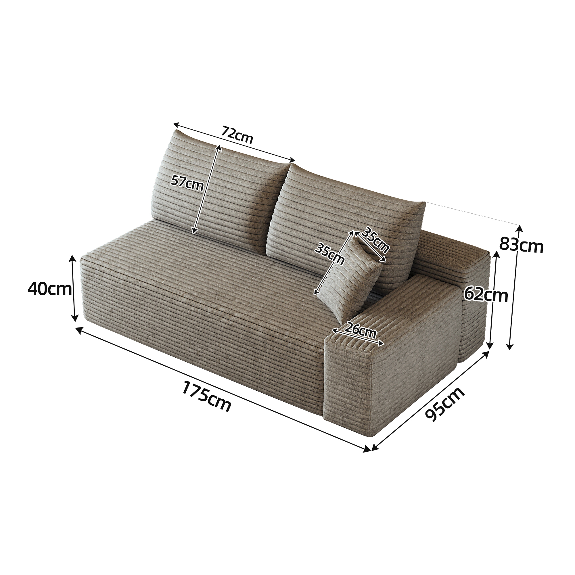Dimensions du canapé